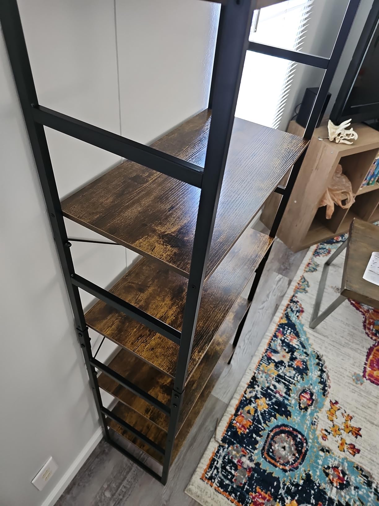 NUMENN 5 Tier Bookshelf, Tall Freestanding Open Storage Bookcase, Vintage customer photo 2