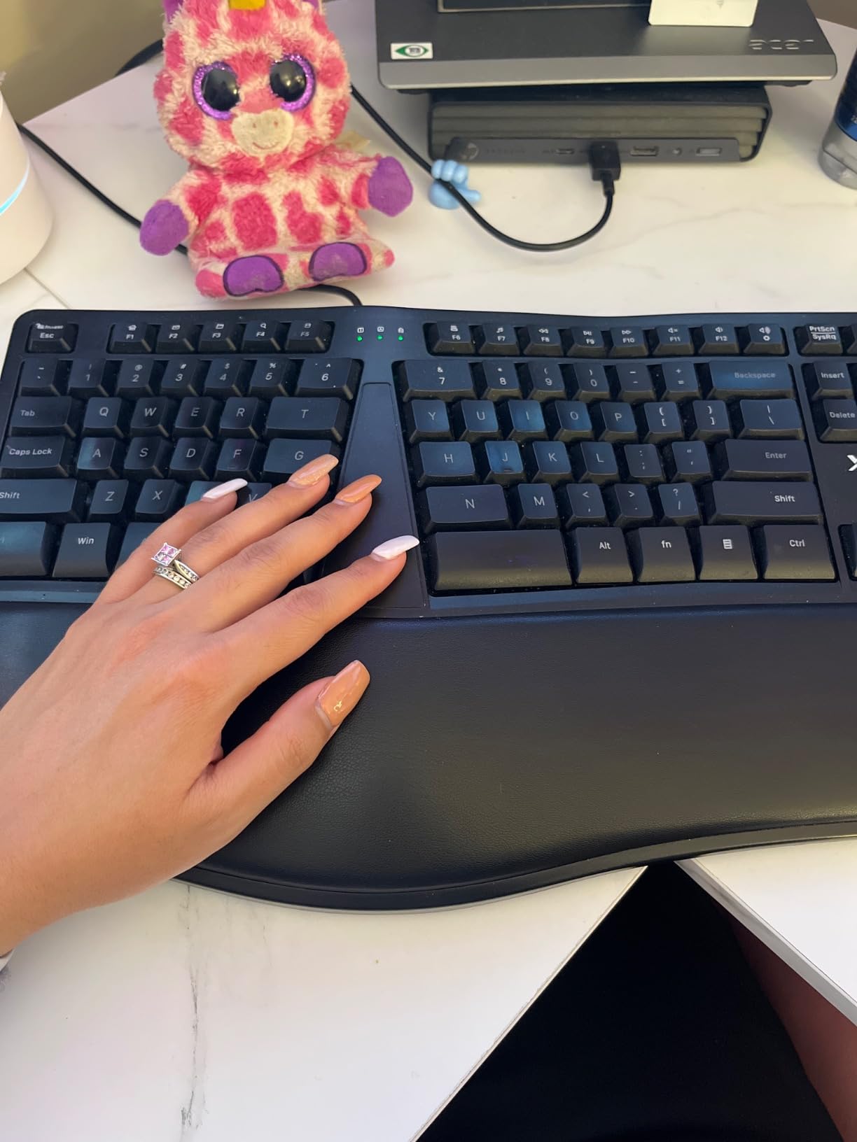 X9 Wired Ergonomic Keyboard with Cushioned Wrist Rest - Type Comfortably Longer - USB Wired Split Keyboard for Laptop, PC & Chrome Computer with 110 Ergo Keys & 5ft Cable customer photo 2