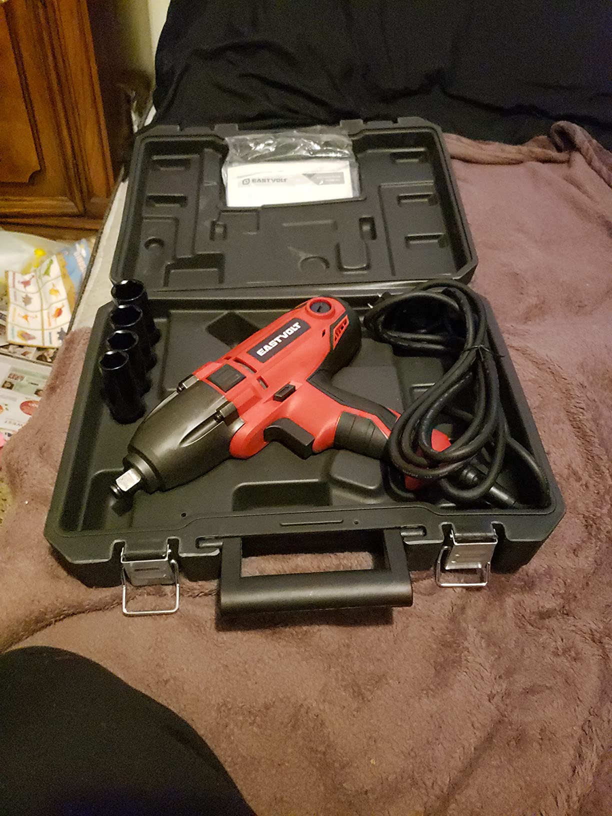 Eastvolt 800W Electric Impact Wrench, Heavy Duty 7.5 Amp Corded Max Torque 450 Ft-lbs 3400 RPM, 1/2 Inch with Hog Ring Anvil customer photo 2