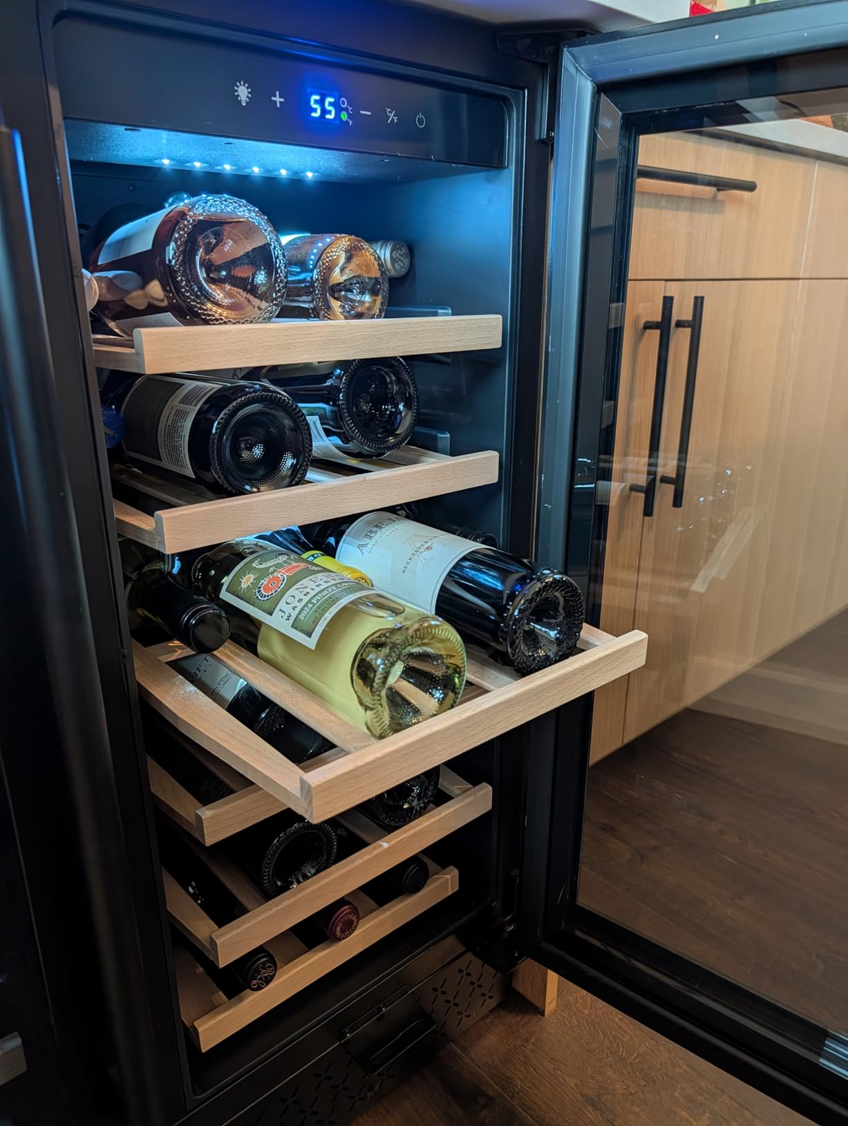 Tylza Wine and Beverage Refrigerator, 24 Inch Dual Zone Wine Fridge, Holds 18 Bottles and 88 Count, French Doors, Lock, Under-counter or Freestanding Wine Cooler, Beverage Fridge with Tempered Glass customer photo 1