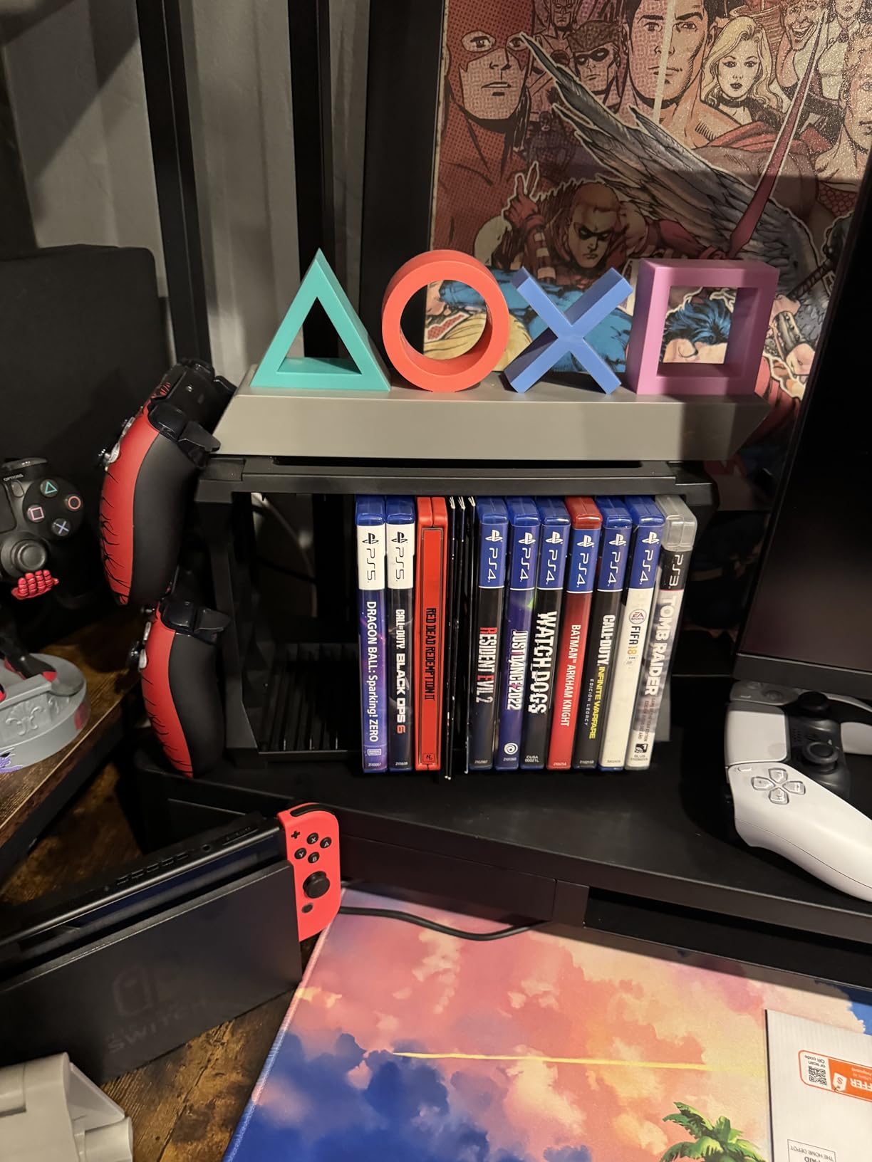 TNP Video Game Storage Tower for PS5, 15 Game Cases, 4 Controllers, Black customer photo 1