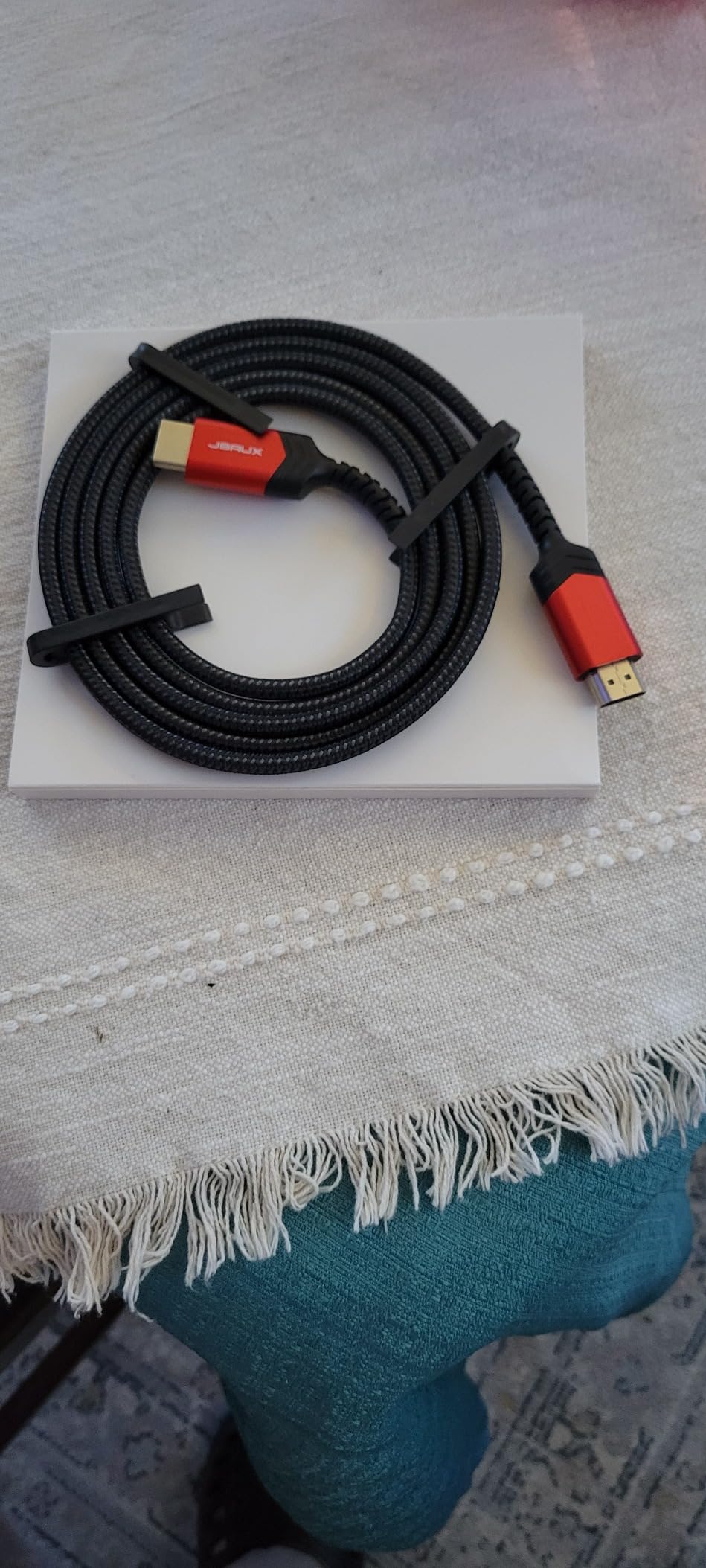 8K HDMI Cable 2.1 2 Pack 6ft, JSAUX 48Gbps Ultra High Speed HDMI Cable Braided Cord (4K@144Hz, 4K@120Hz, 8K@60Hz) HDCP 2.2&2.3 HDR 10 eARC ARC, Compatible with Switch 2/PS5/Laptop/Monitor/HDTV/-Red customer photo 2