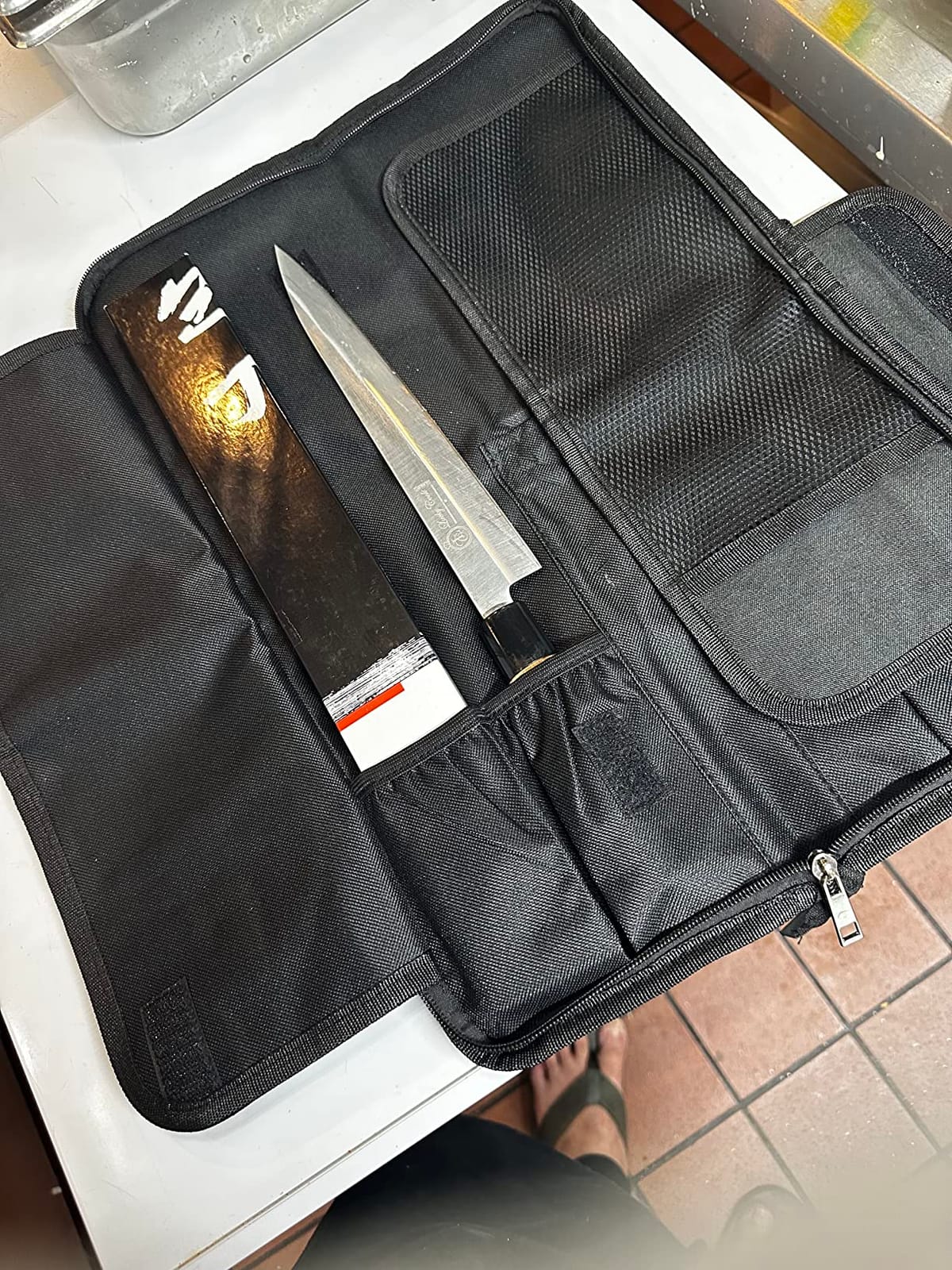 Chef’s Knife Roll Bag, Heavy Duty Oxford Chef Knife Bag, Portable 13 Slots Chef Knife Case, Multi-function Cutlery Knives Pouch Holder Knife Wrap Wallet Tool Roll customer photo 2