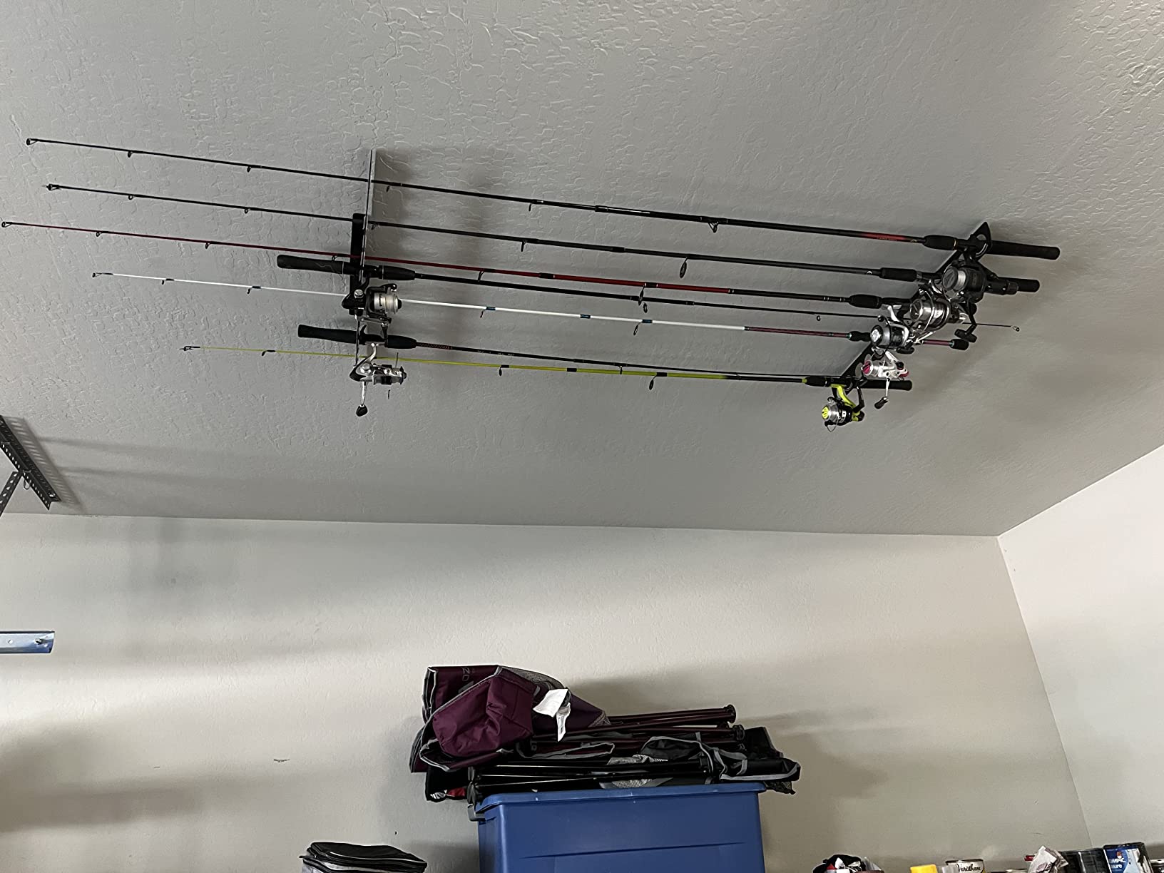 Ceiling Mount Fishing Rod Holder, Heavy Duty Fishing Pole Storage Rack, Ceiling Hanging Fishing Rod Bracket for Garage, Cabin Fishing Gear Organizer customer photo 2