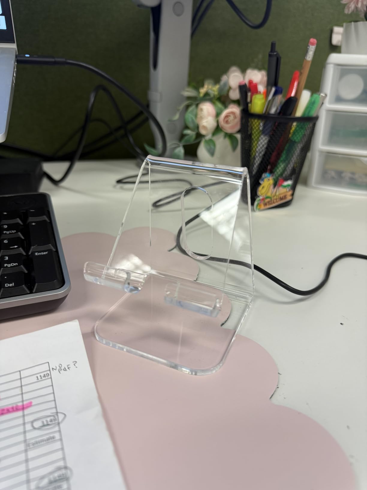 Crpich Acrylic Cell Phone Stand, Portable Clear Phone Stand for Desk, Compatible with Phone16 15 14 13 Pro Max Mini 12 11 Plus SE, Switch, Android Smartphone, Pad, Tablet, Desk Accessories customer photo 2