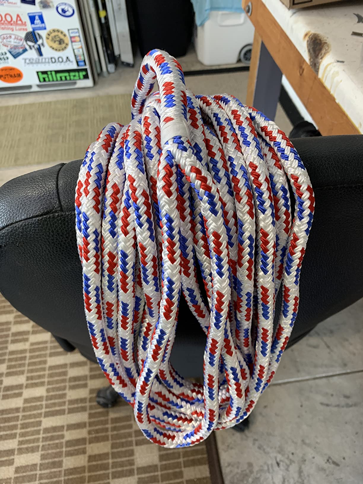 South Bend Rope Marine Grade Double Braided Nylon Dock Line w/Eye Splice (Red/White/Blue, 1/2-inch x 25 feet) customer photo 2