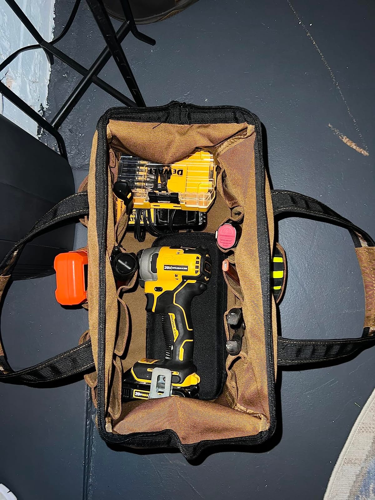 Coreflex 14 inch Wide-Mouth Tool Bag, Gear Bag, Multiple Purpose - for Plumbers, Electricians, Handymen also good for daily use, office use and camping. (Tan) customer photo 2