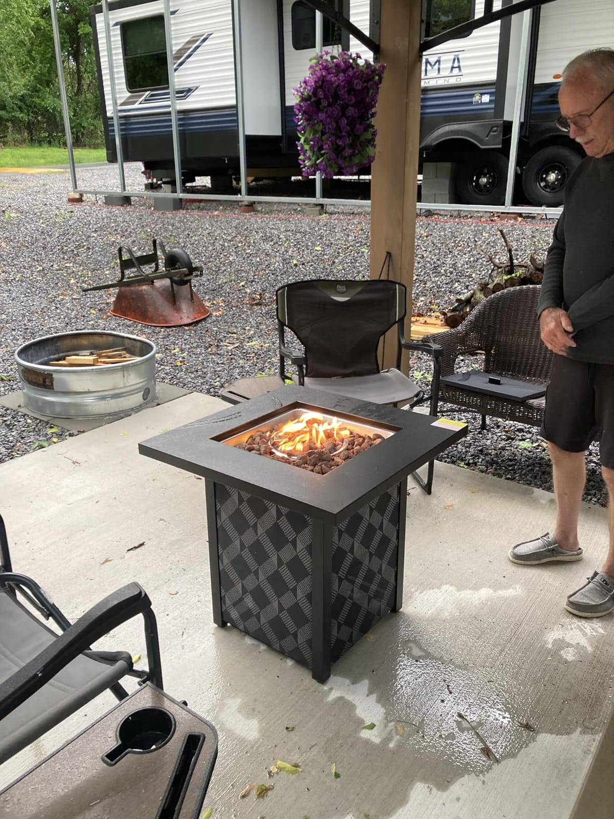 Ciays 28 Inch Propane Fire Pit CSA-Listed Outdoor Fire Pit Table, 50,000 BTU Steel Gas Fire Pits with Lid and Lava Rock, Add Warmth and Ambience to Parties On Patio Deck Garden,Black,CIFPT3-N1 customer photo 1