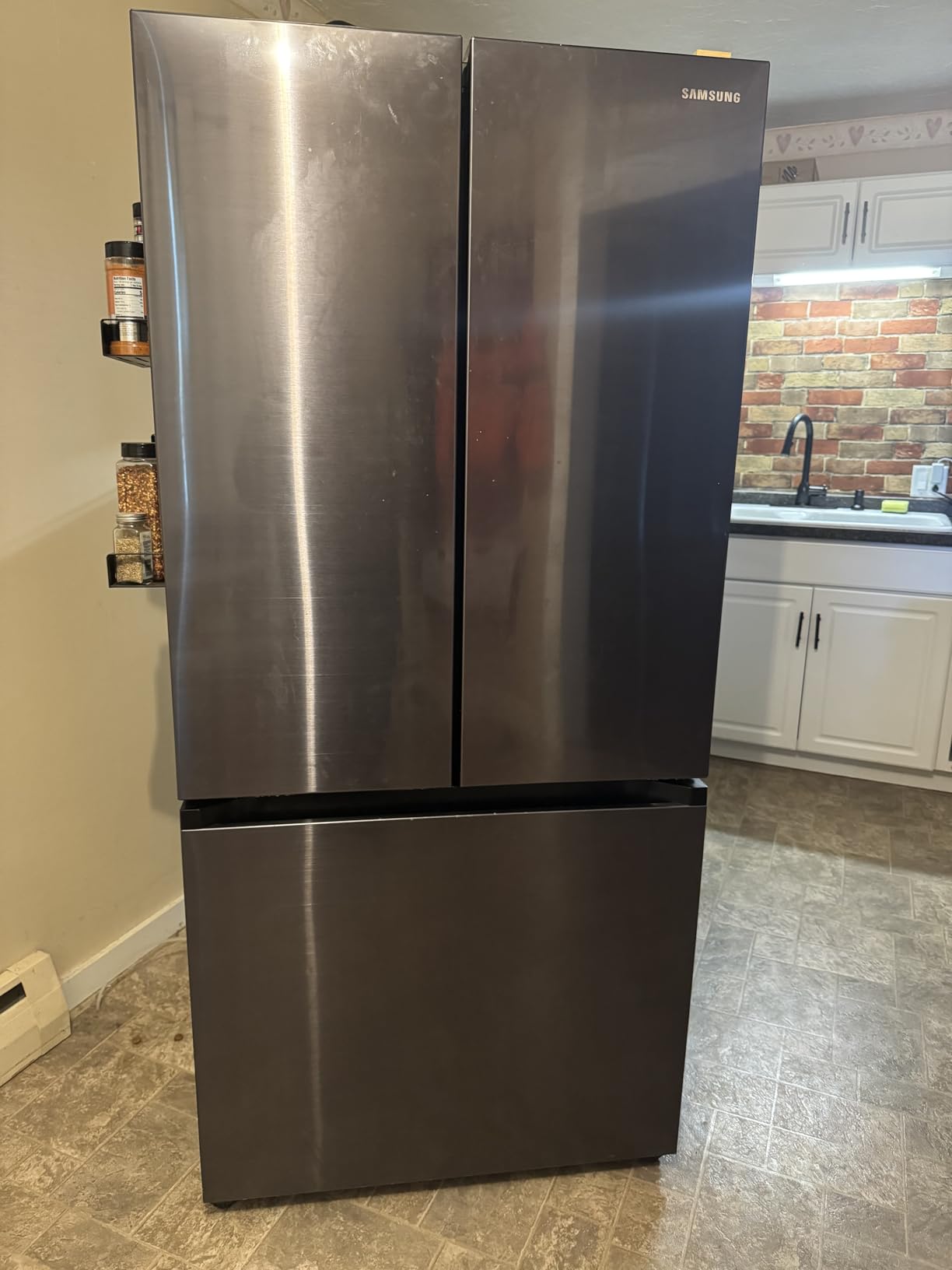 Samsung 17.5 cu. ft. Smart Counter Depth 3-Door French Door Refrigerator, Stainless Steel, RF18A5101SR/AA customer photo 2