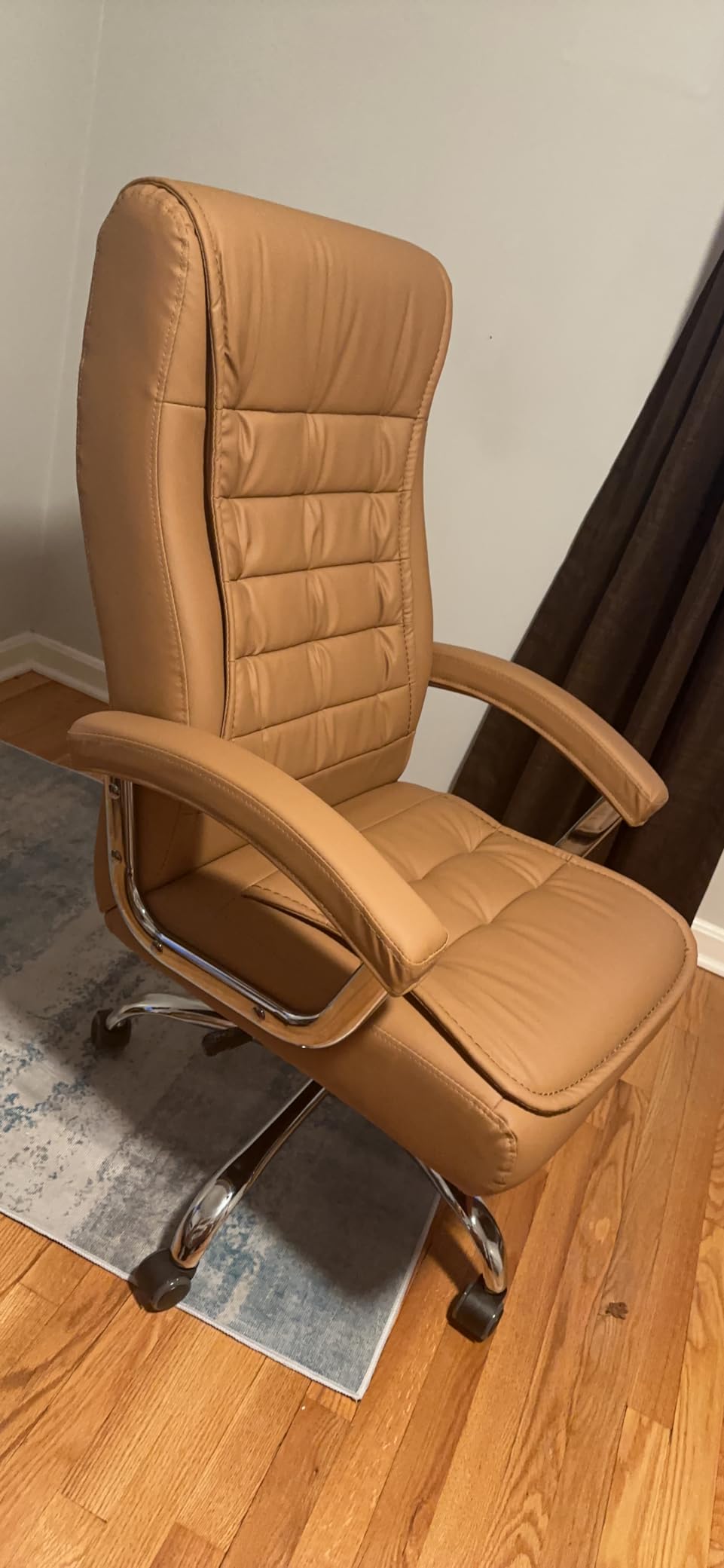 Executive Office Chair Adjustable Leather Chair, High Back Swivel Office Desk Chair with Padded, Armrest 350lbs Load-Bearing Spring Seat Computer Desk Chair for Home Office, Black customer photo 1