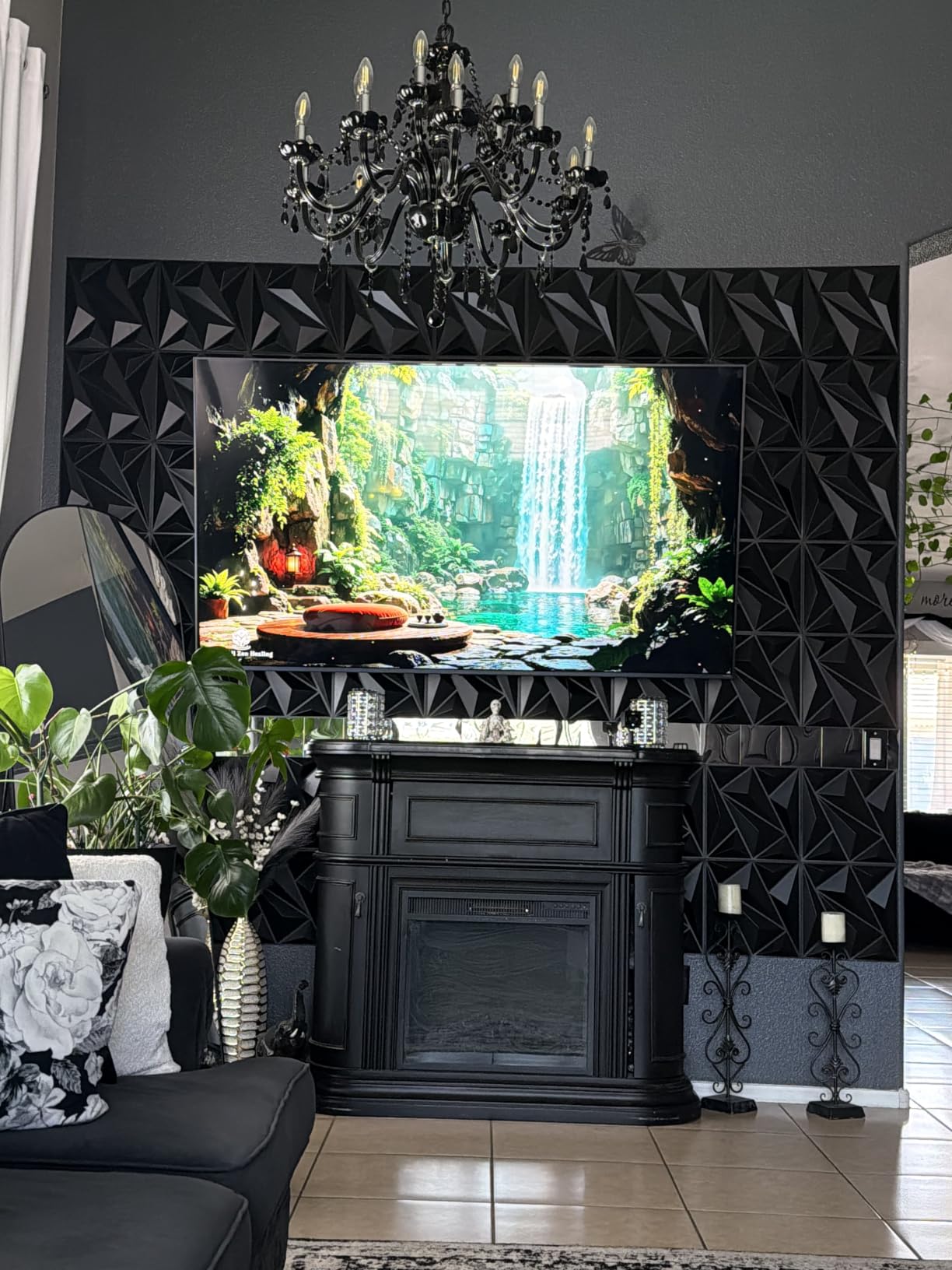 Art3dwallpanels 33 Pack 3D Wall Panels Diamond, Black, 12''x12'' customer photo 2