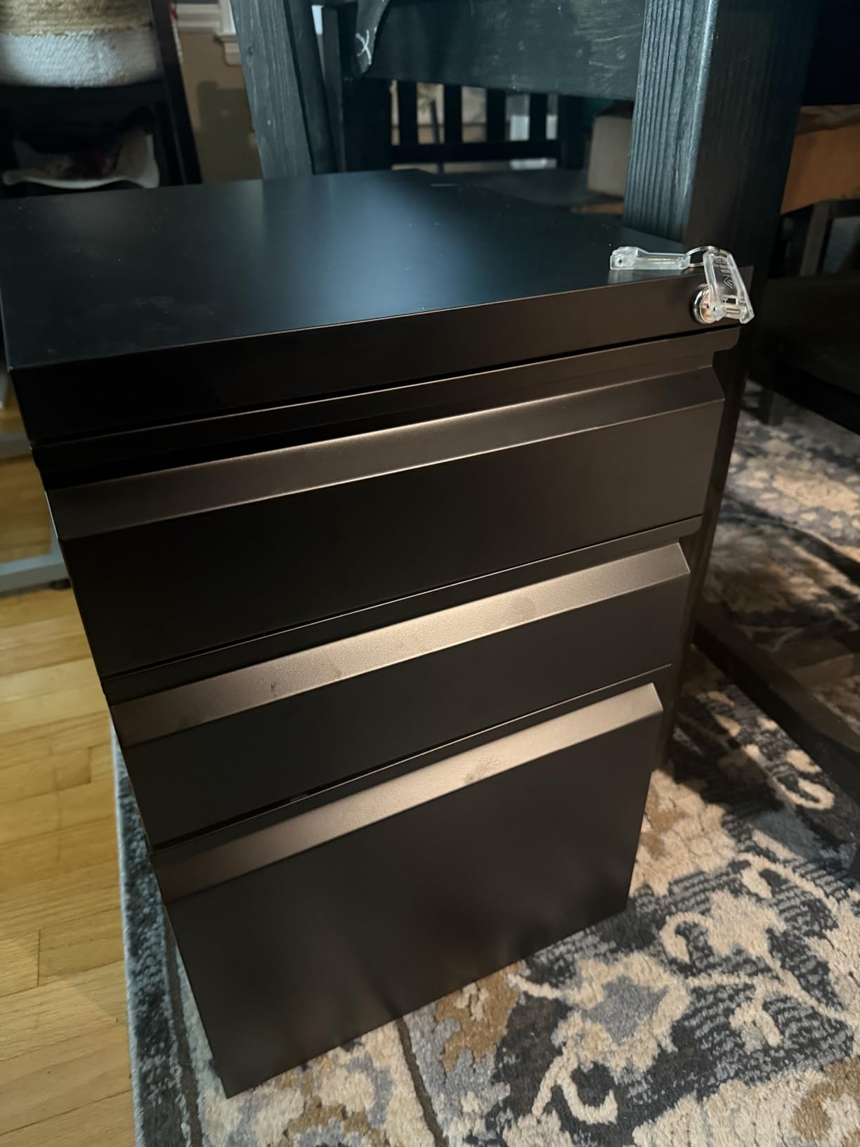 Letaya 3 Drawer Mobile File Cabinet with Lock,Under Desk Metal Filing Cabinets for Home Office Organizer Letters/Legal/A4((Fully Assembled-Black) customer photo 1