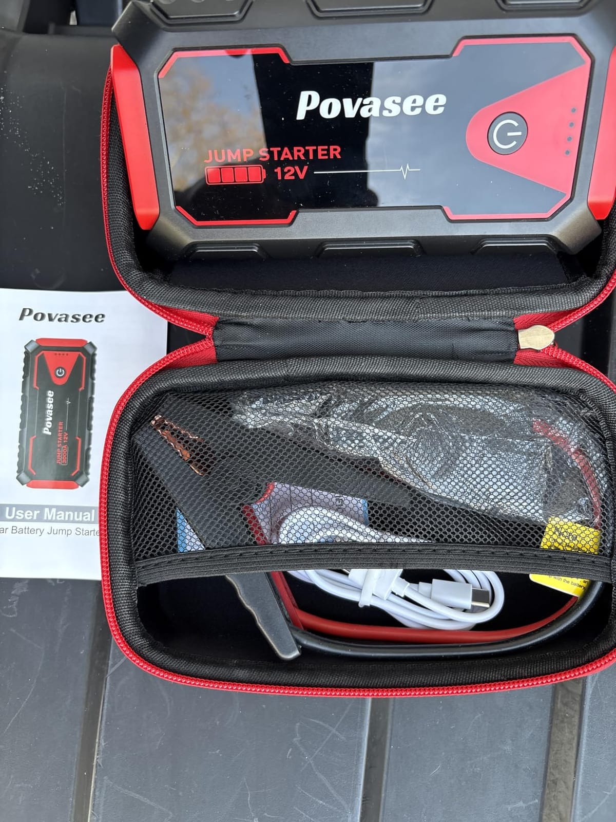 Povasee Jump Starter 5000A Car Jumper Starter, Model A30 12V Jump Box for Car Battery up to 10L Gas or 8L Diesel Engine Battery Jumper Starter Portable with USB Dual Output/LED Light/Storage Case customer photo 1