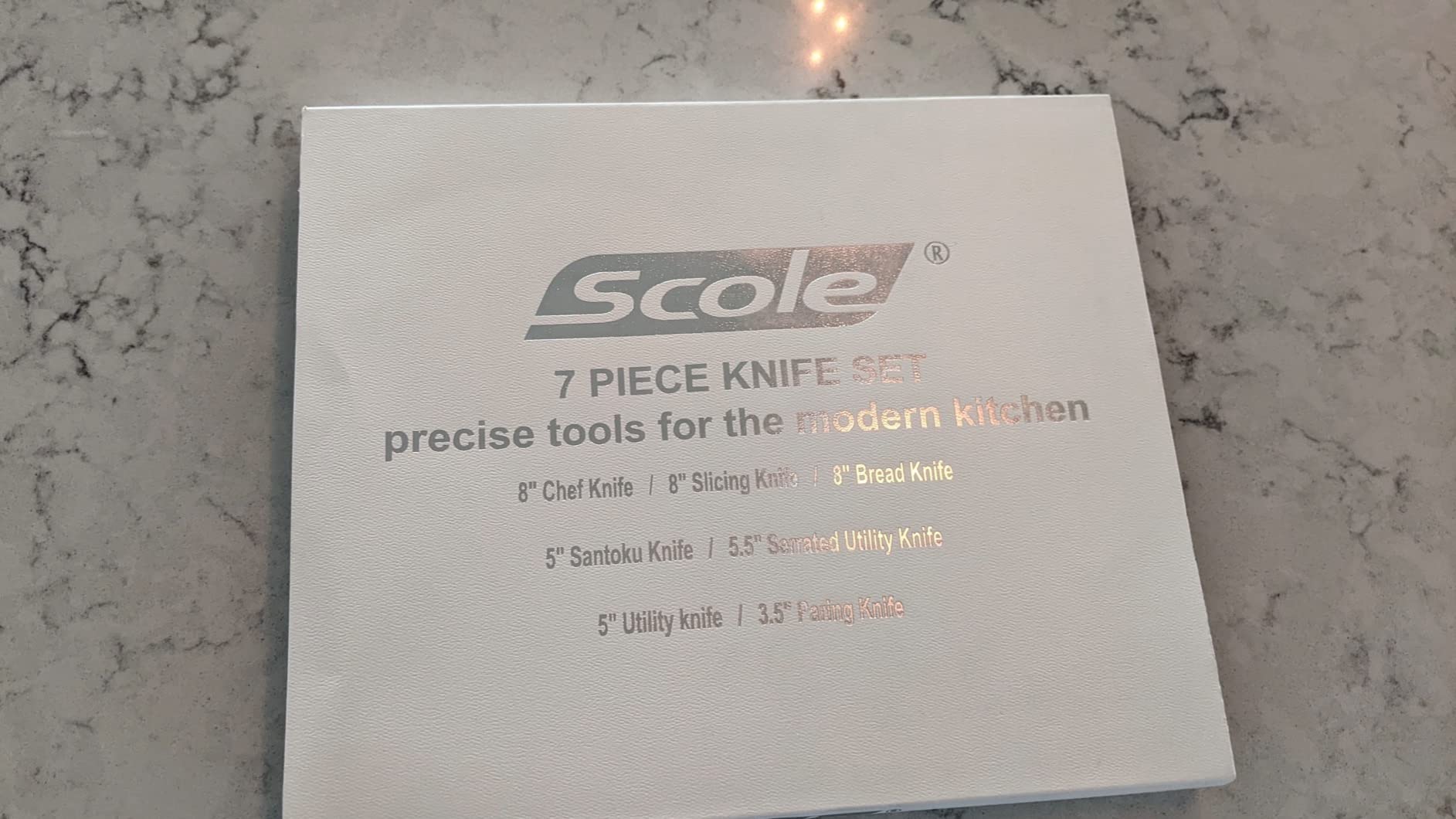 SCOLE® Chef Knife Ultra Sharp Kitchen Knife Set 7-Piece, Premium German 1.4116 Stainless Steel Chefs Knife Set, Ergonomic Handle Professional Full Tang Knives Set for Kitchen with Gift Box customer photo 1