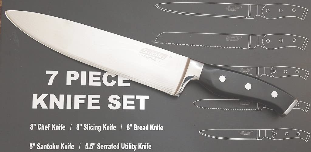 SCOLE® Chef Knife Ultra Sharp Kitchen Knife Set 7-Piece, Premium German 1.4116 Stainless Steel Chefs Knife Set, Ergonomic Handle Professional Full Tang Knives Set for Kitchen with Gift Box customer photo 2