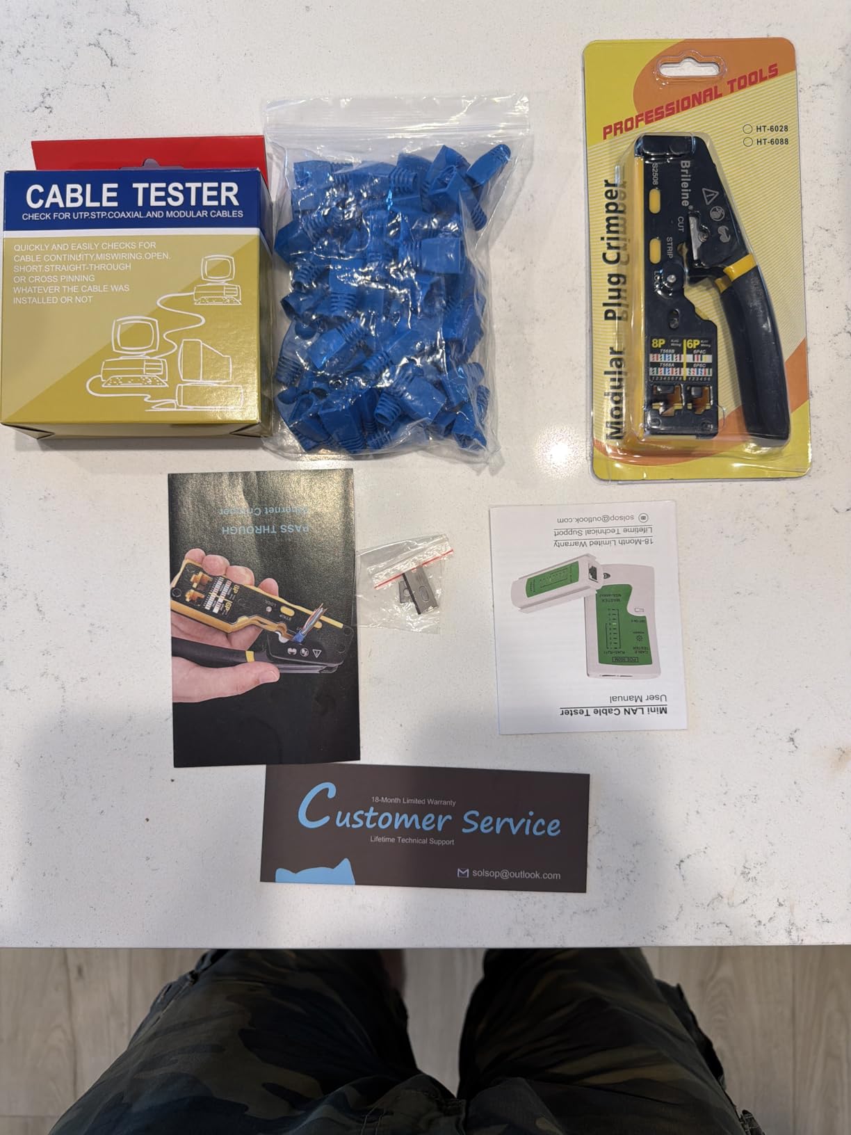 Brileine RJ45 Crimp Tool Pass Through Kit Ethernet Crimper Cat5 Cat5e Cat6 customer photo 2