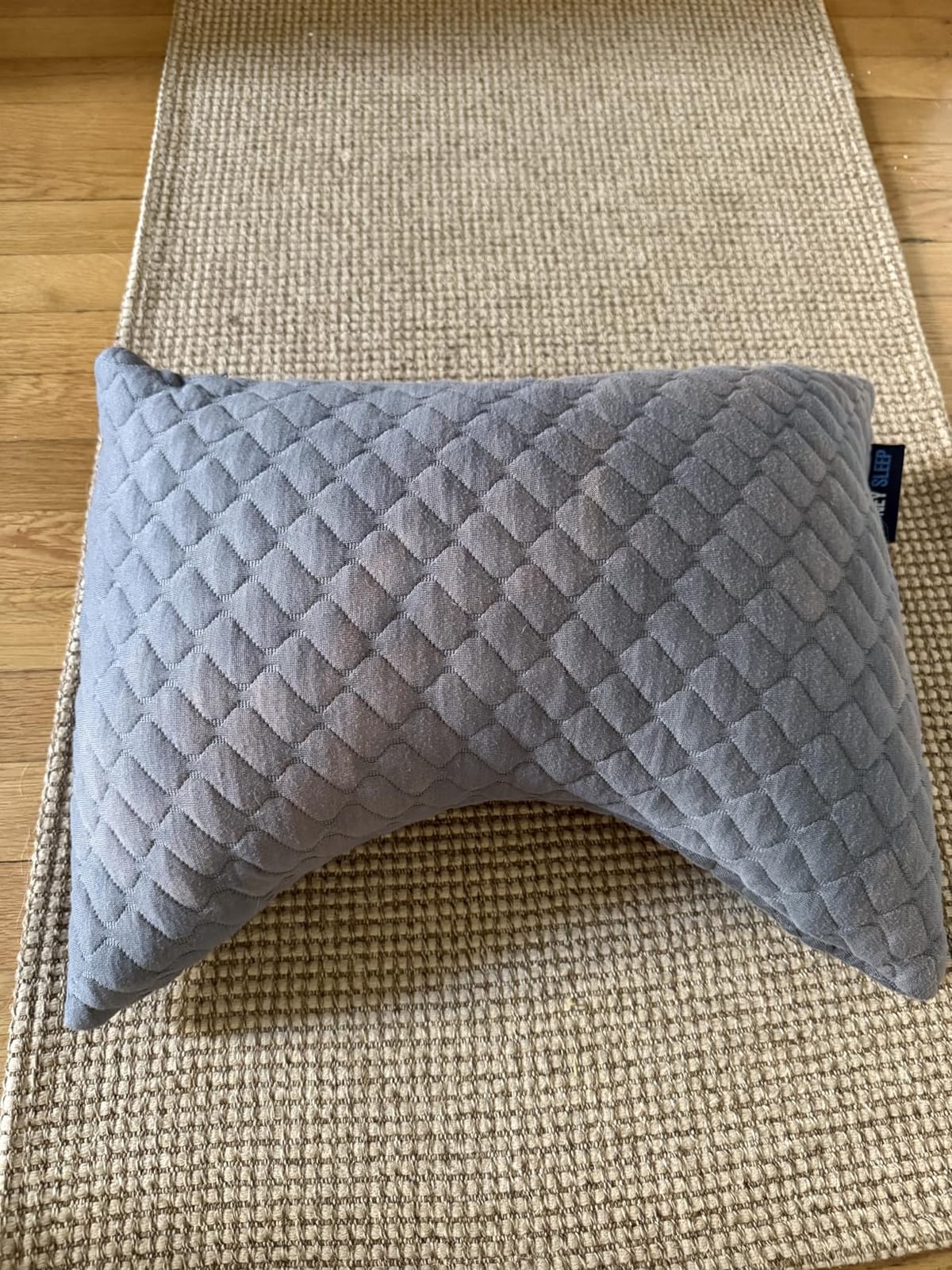 Sidney Sleep Mini Travel Size Neck Pillow - Knee, Back Lumbar and Support - Small Curved Pillow - 14 x 19 Inches - Adjustable Loft - Washable - Drawstring Backpack Included (White) customer photo 2