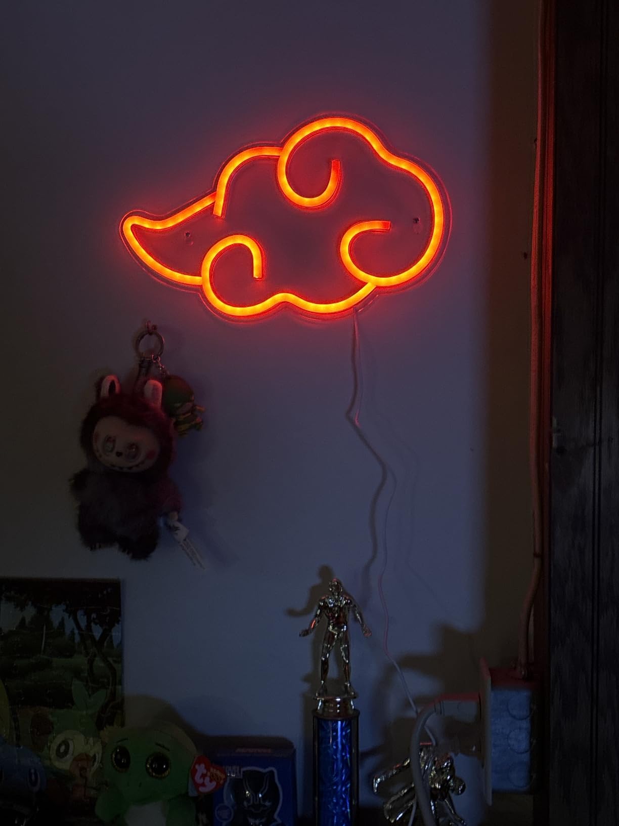 Dleouly Anime Neon Sign, LED Red Cloud Neon Signs for Wall Decor, Dimmable Gaming Neon Sign Wall Signs USB Night Neon Light for Bedroom Game Room Man Cave Party, Gifts for Your Son, Boyfriend(12x7in) customer photo 1