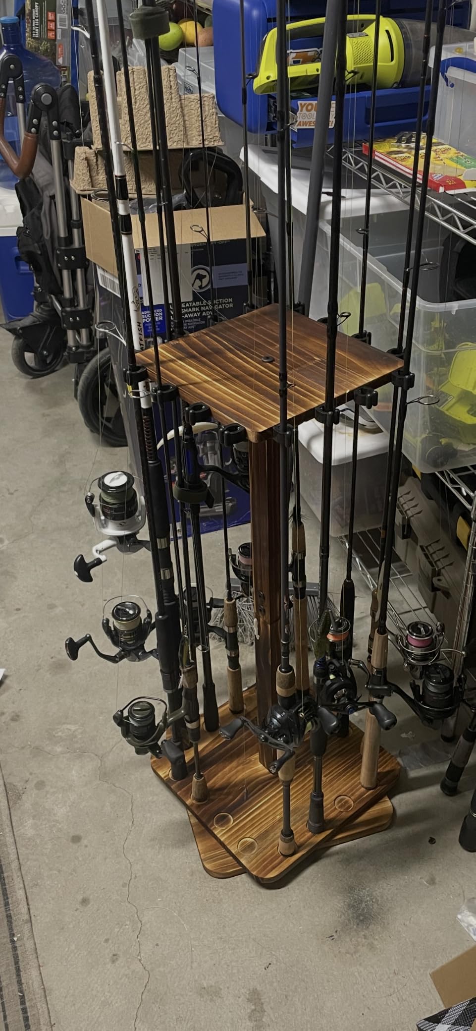 Ghosthorn Rotating Fishing Rod Holder for Garage,Wood Floor Stand Pole Rack customer photo 2