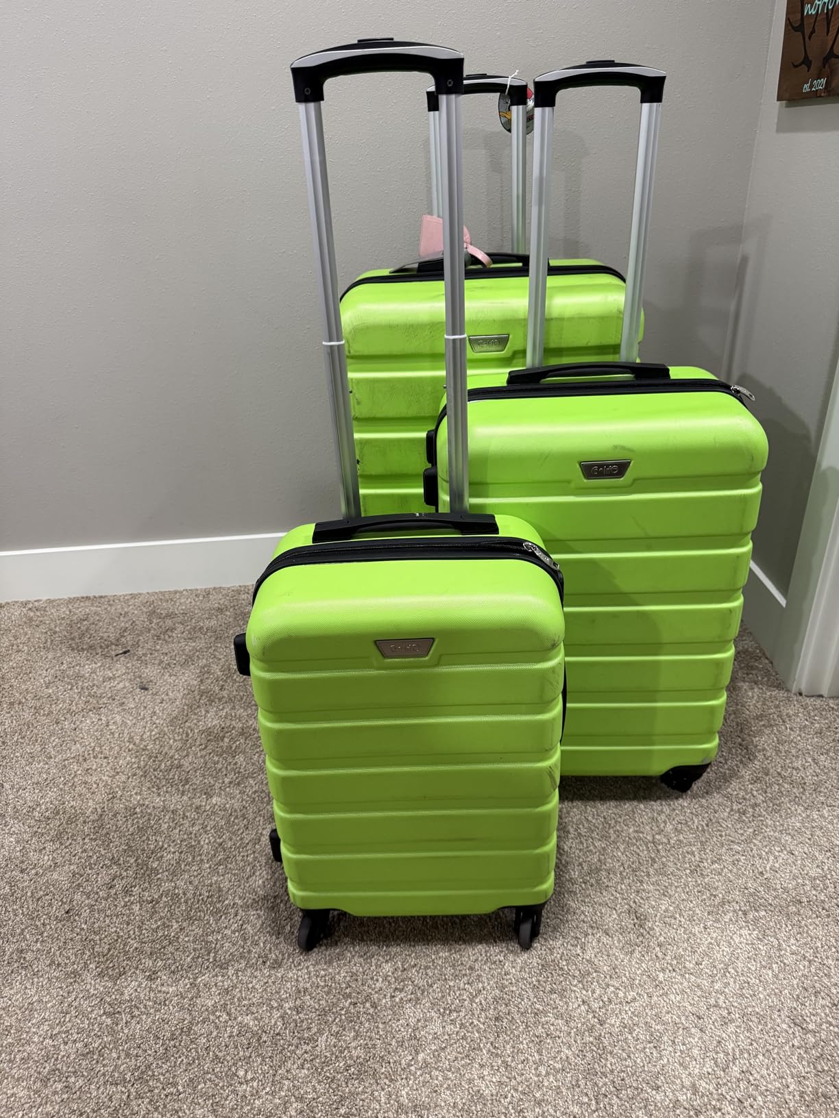 Coolife Luggage Set, 3 Piece Lightweight Durable Hardshell, Apricot Black customer photo 2