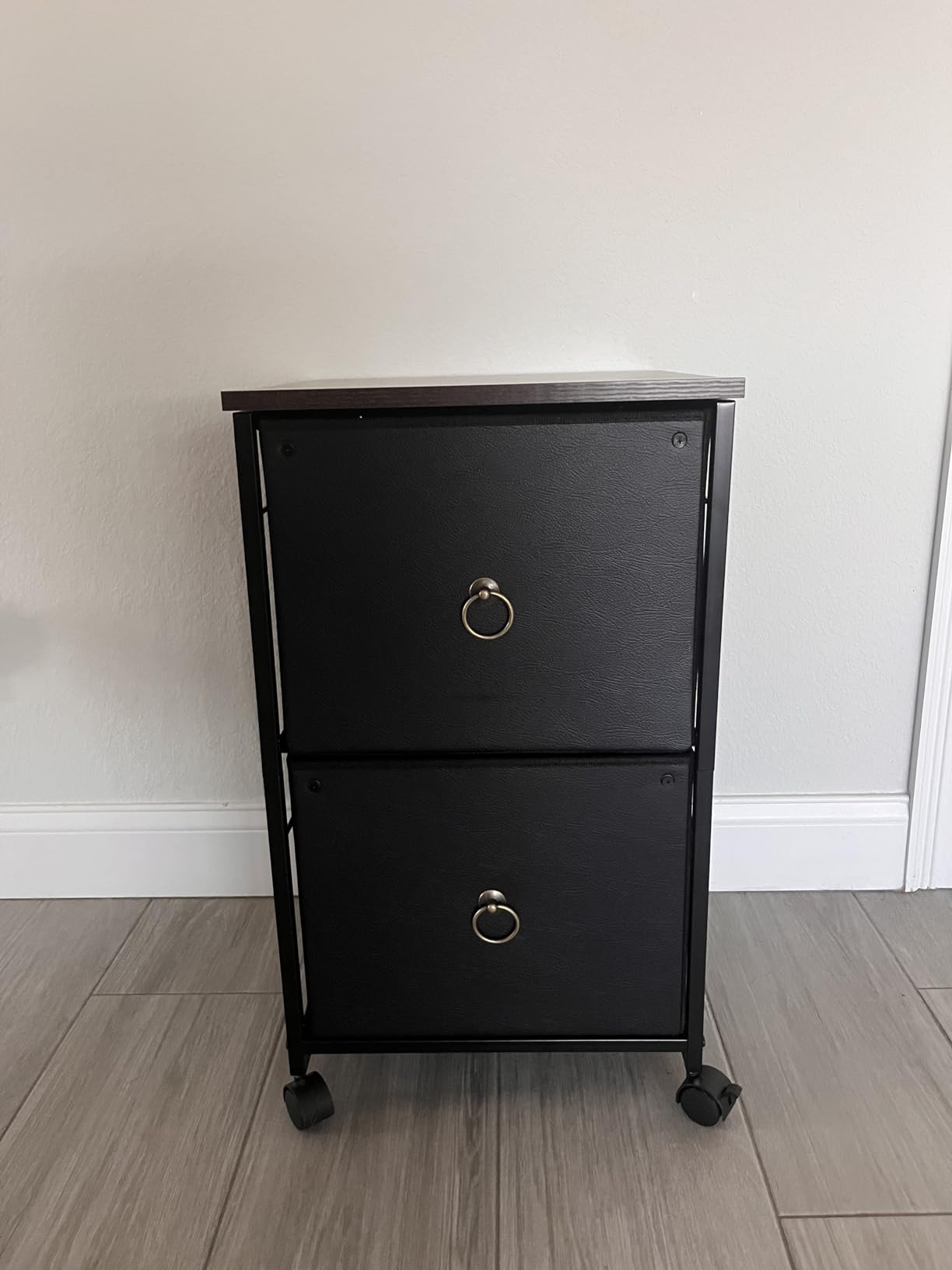 HOOBRO 2 Drawer Mobile File Cabinet, Rolling Printer Stand, Vertical Filing Cabinet, Office Drawers, Filing Cart for Home Office, A4/Letter Size, Nonwovens Drawer, Black and Rustic Brown BFK20WJ01 customer photo 1