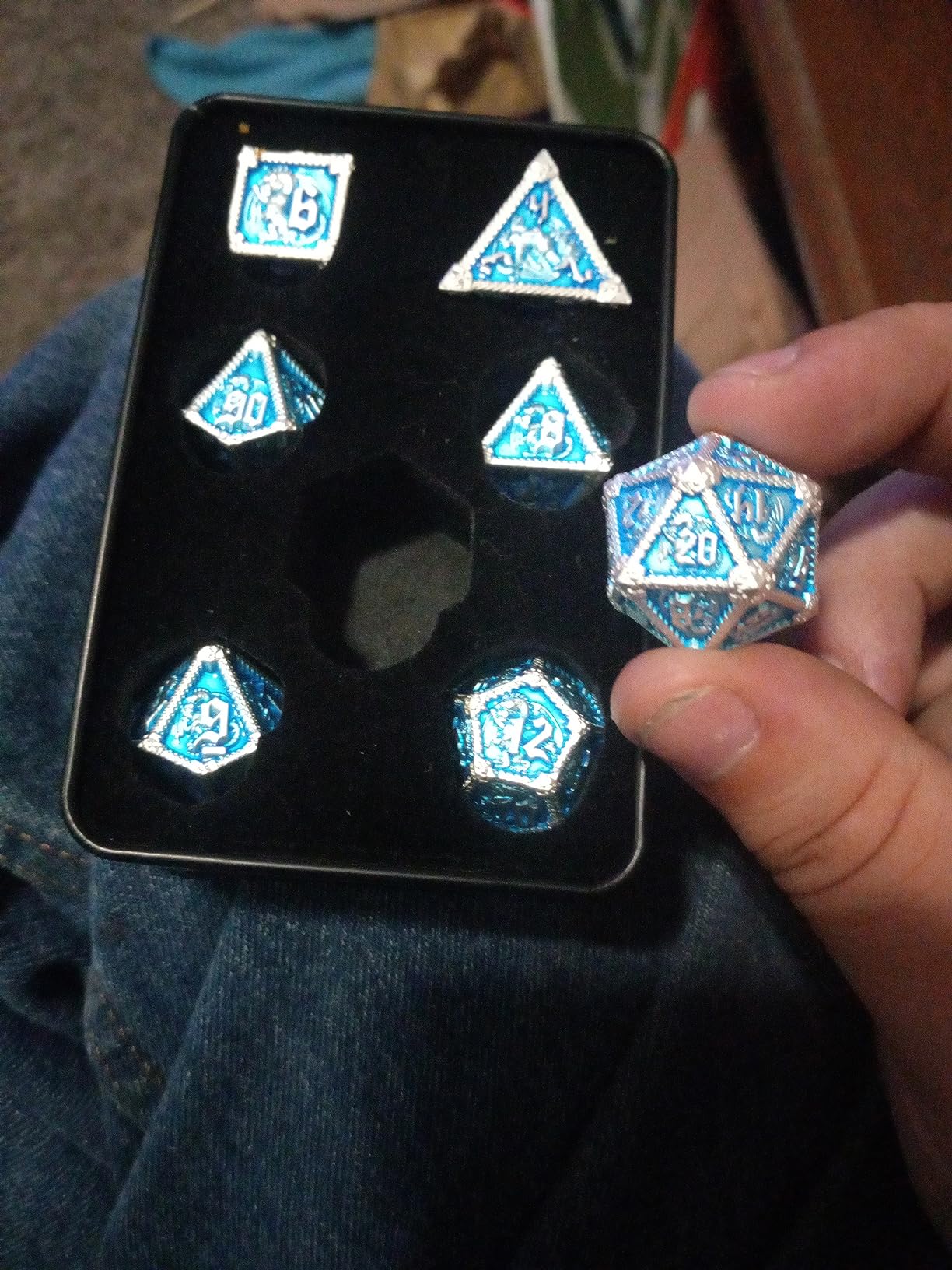 AUSTOR 7-Die Metal DND Dice Set Dungeons and Dragons Polyhedral Dice customer photo 1