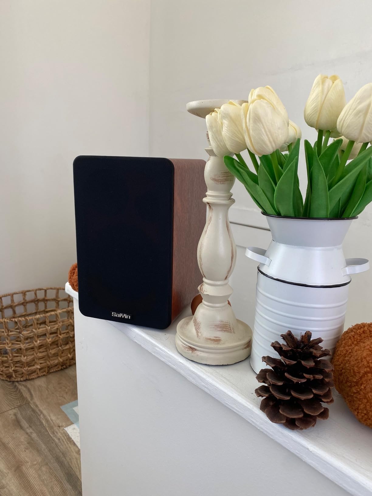 Saiyin Powered Bluetooth Bookshelf Speakers | 40W*2, 4 Inch Woofer, Bluetooth/Optical/Auxiliary/RCAInputs,Sub Out, TV/Turntable/Record Player/PC/Computer customer photo 2
