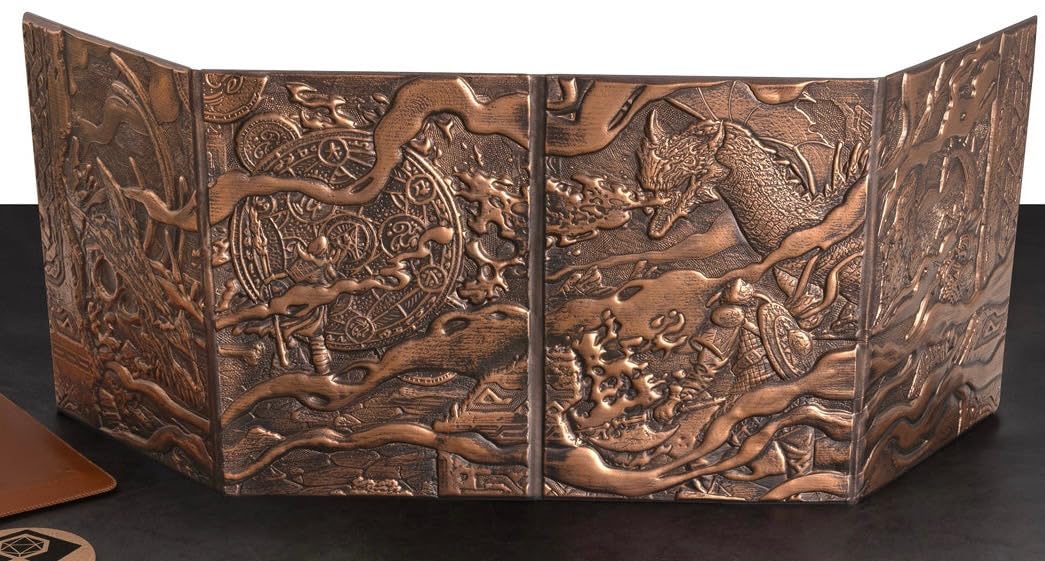 DND DM Screen 5e - D&D Dungeon Master Screen 3D Faux Leather with Customizable Inserts - Dungeons & Dragons GM / Game Master Accessories Gift for Man or Woman. Hide Dice Rolls, Maps & Books (Bronze). customer photo 2