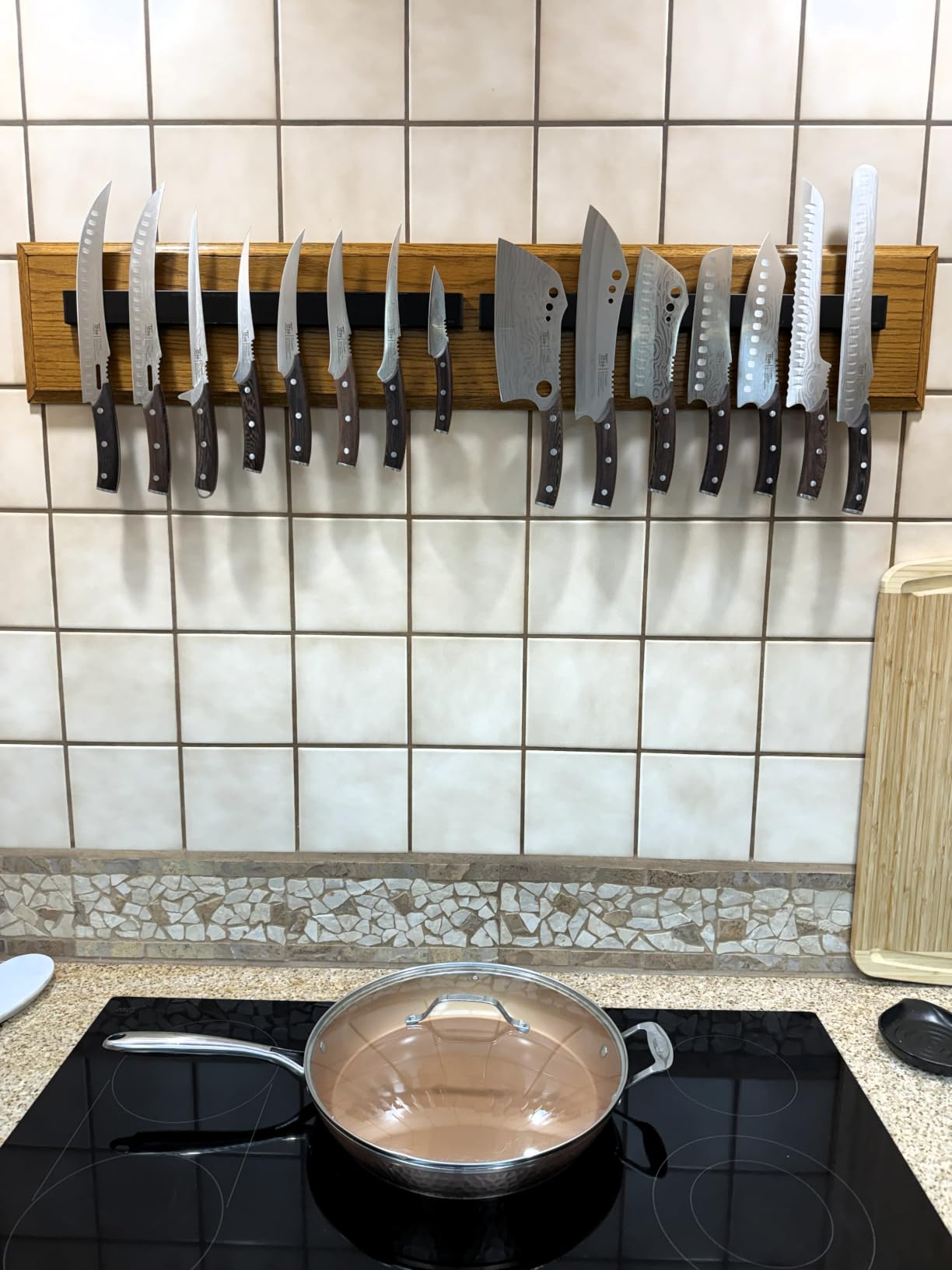 Dmore magnetic knife holder for wall—with 3 hooks, No Drilling, 16 Inch customer photo 1