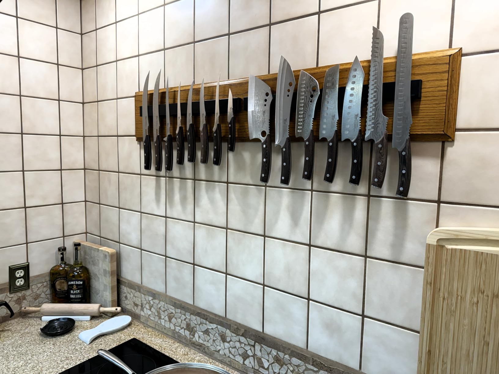 Dmore magnetic knife holder for wall—with 3 hooks, No Drilling, 16 Inch customer photo 2