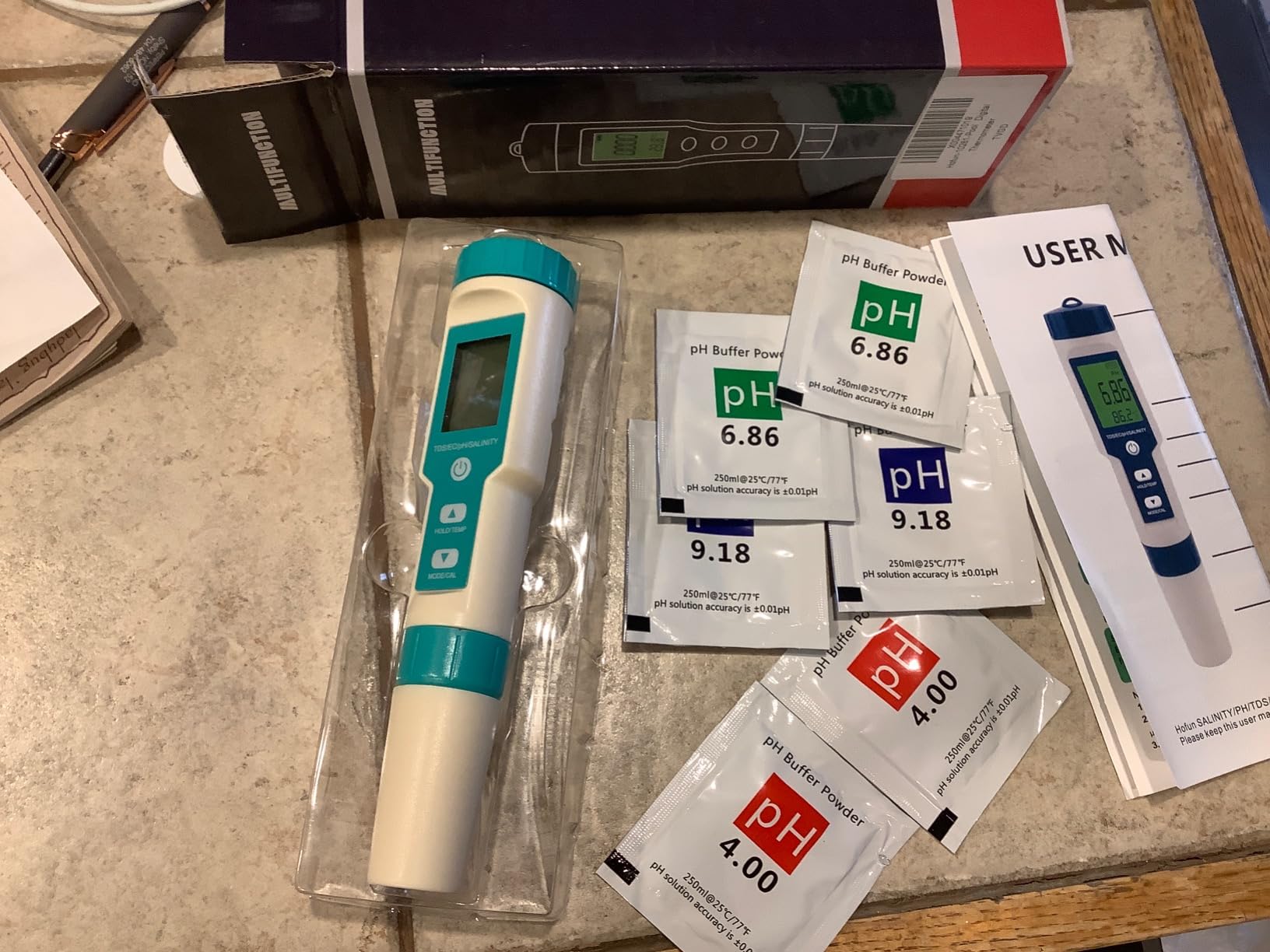 Pool Salt Tester & PH Meter, Hofun Digital Salinity Meter and PH Tester for Aquarium and Pool Saltwater Water, 5 in 1 Salinity PH Temp EC and TDS Meter, Aquarium Swimming Pool Hot Tub, Multiparameter customer photo 2