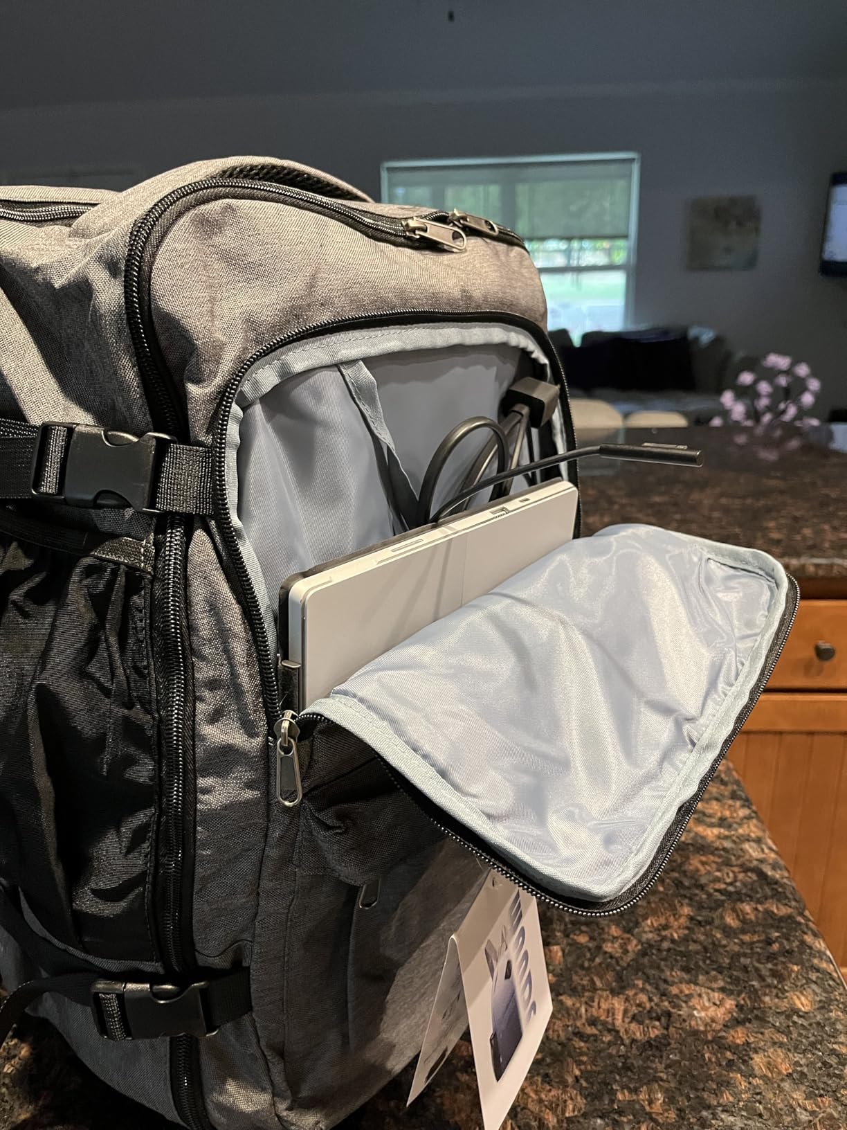 WANDF Personal Item Travel Bag 18x14x8, Carry On Laptop Backpack(Grey) customer photo 1