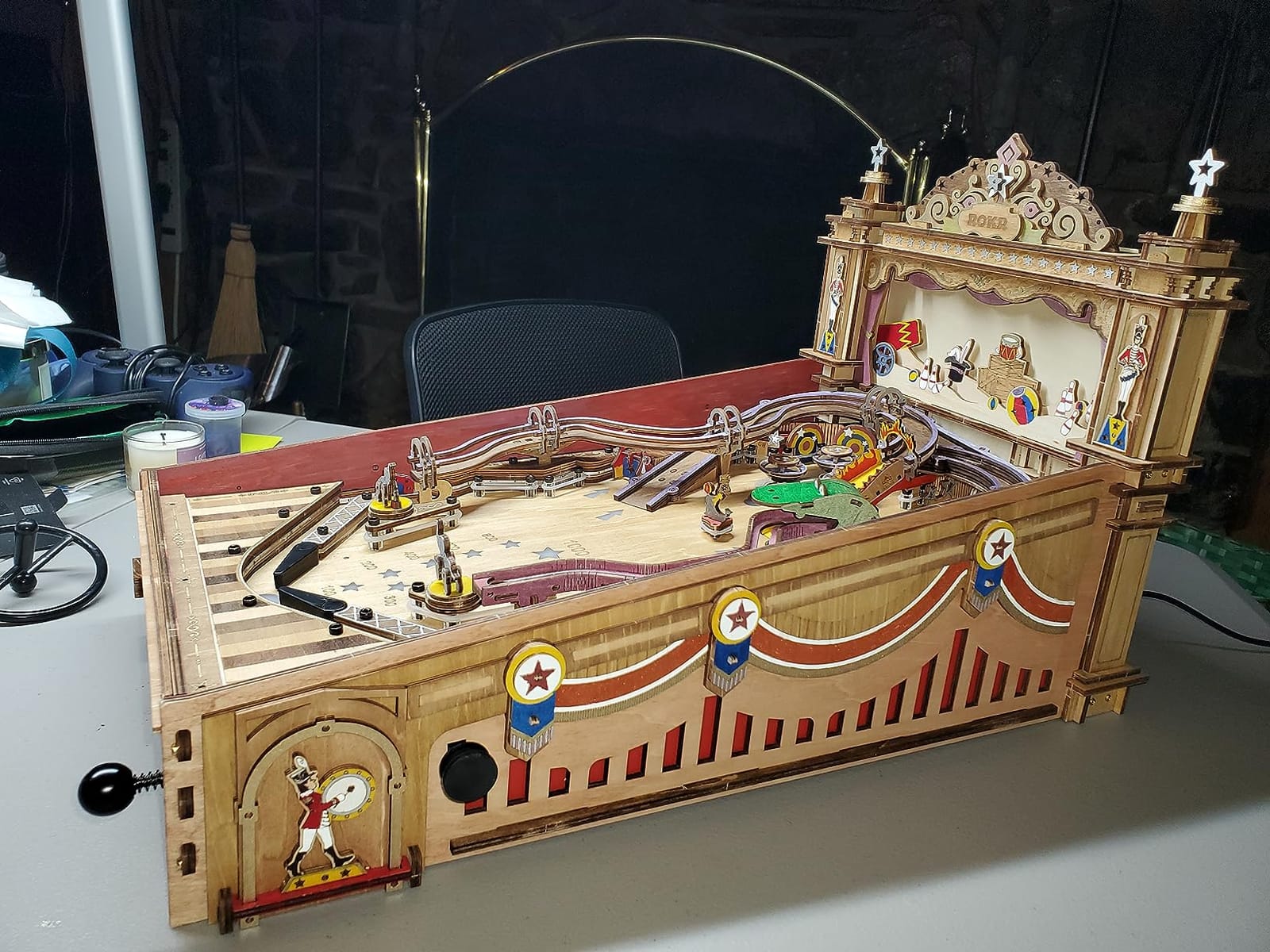 Rowood Wooden Puzzles 3D Pinball Machine Mechanical Model Wooden 3D Puzzles for Adults DIY Pinball Game Wooden Puzzle-Model Building Kits Christmas Birthday Gifts for Adult and 14+ customer photo 1
