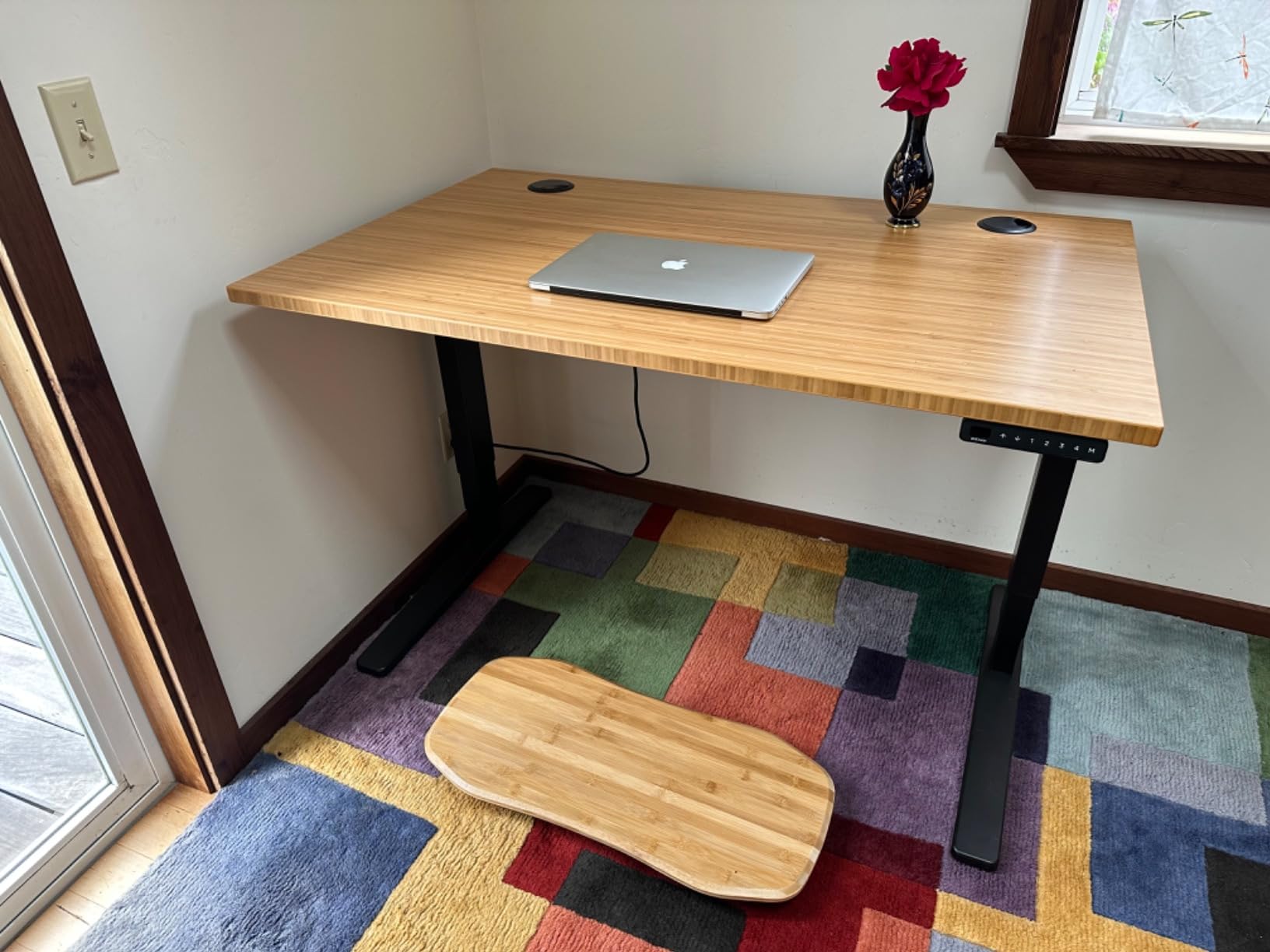 UPLIFT DESK Dark Bamboo (60 x 30 inch) Standing Desk 2-Leg V3 Adjustable Stand Up C-Frame (Indus.), Advanced Keypad, Wire Grommets, Wire Tray, Rocker Board customer photo 2