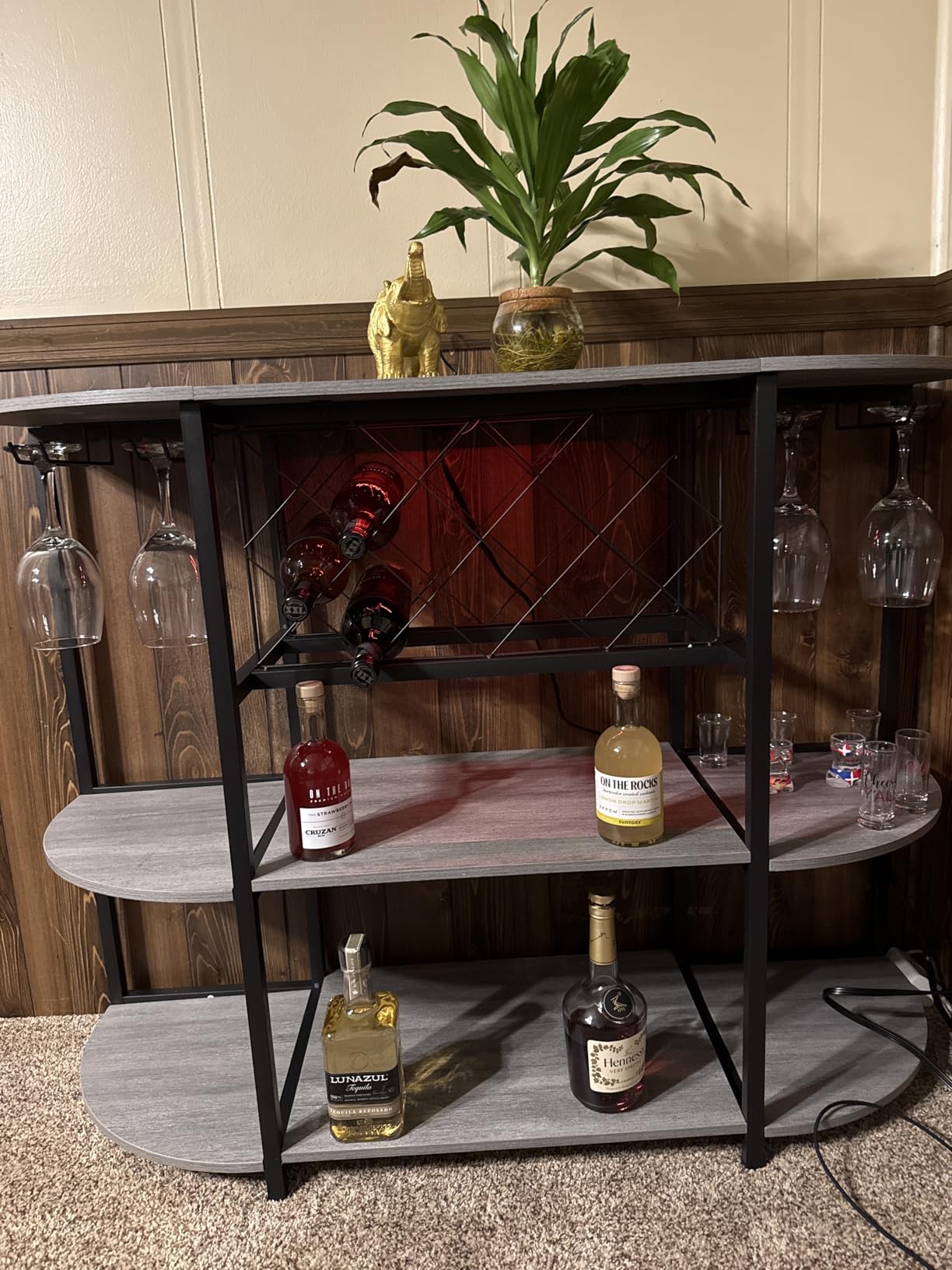 Unikito 4-Tier Metal Coffee Bar Cabinet with Outlet and LED Light customer photo 2
