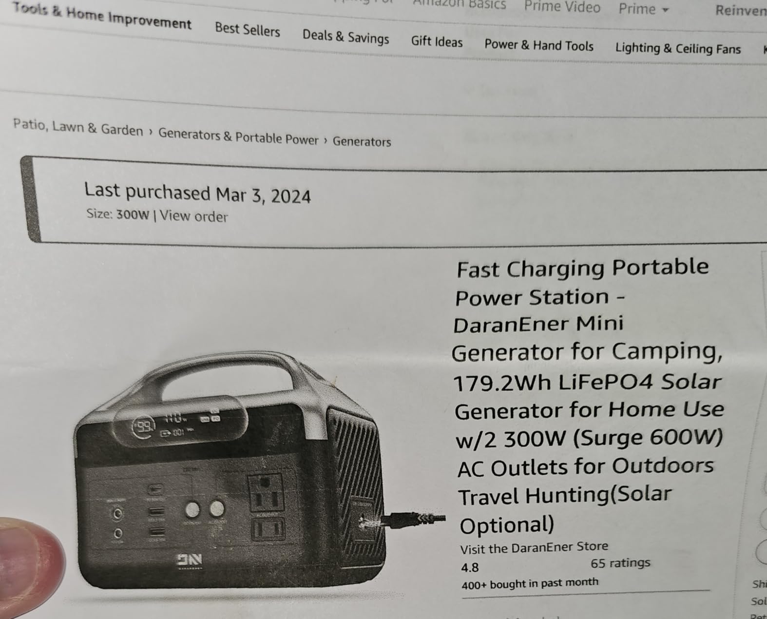 DaranEner Portable Power Station, 192Wh LiFePO4 Battery Backup Solar Generator with w/2 300W (Peak 600W) AC Outlets, USB-C PD 60W Fast Charge, Power Bank for Camping, Outdoor, Home,Emergency customer photo 1