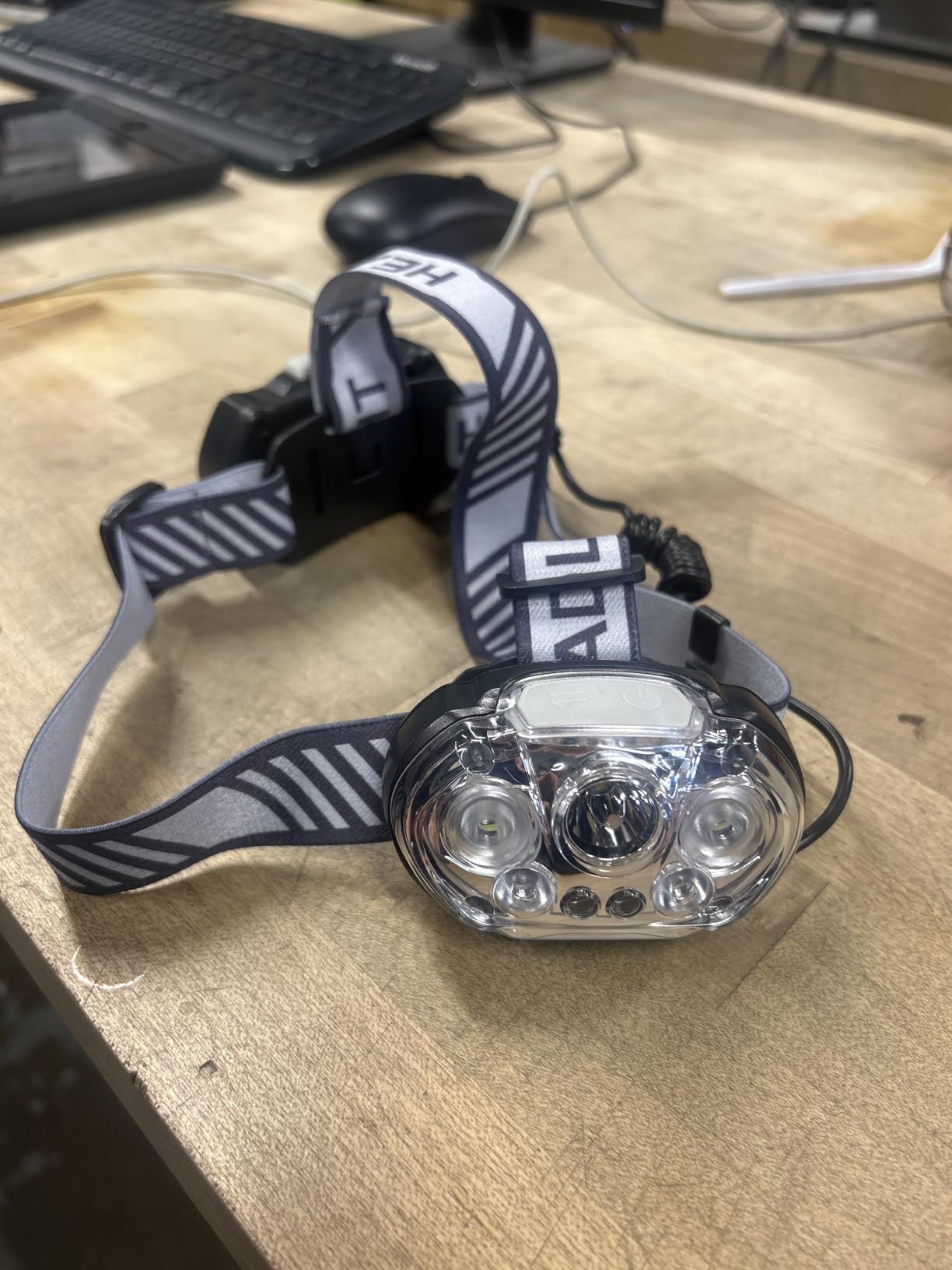MIOISY Rechargeable Headlamp, Ultra-Bright 5 LED Head Lamp Red White Light customer photo 1