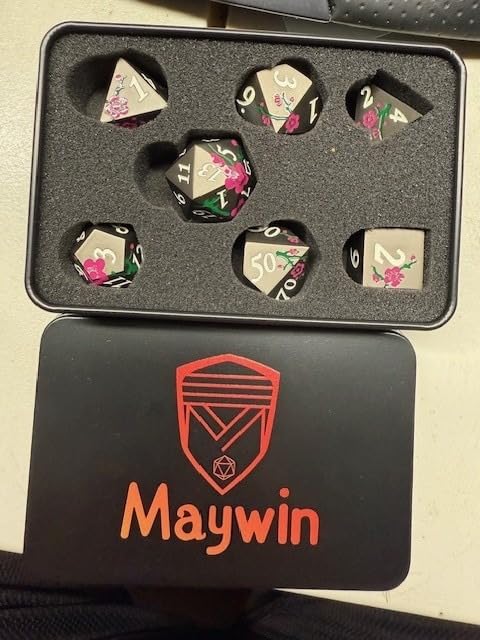 Inlay Metal Dice Set 7pcs, Luxury DND Dice with Decorative Inlay, Heavy Zinc Alloy RPG Dice for Tabletop Games customer photo 1