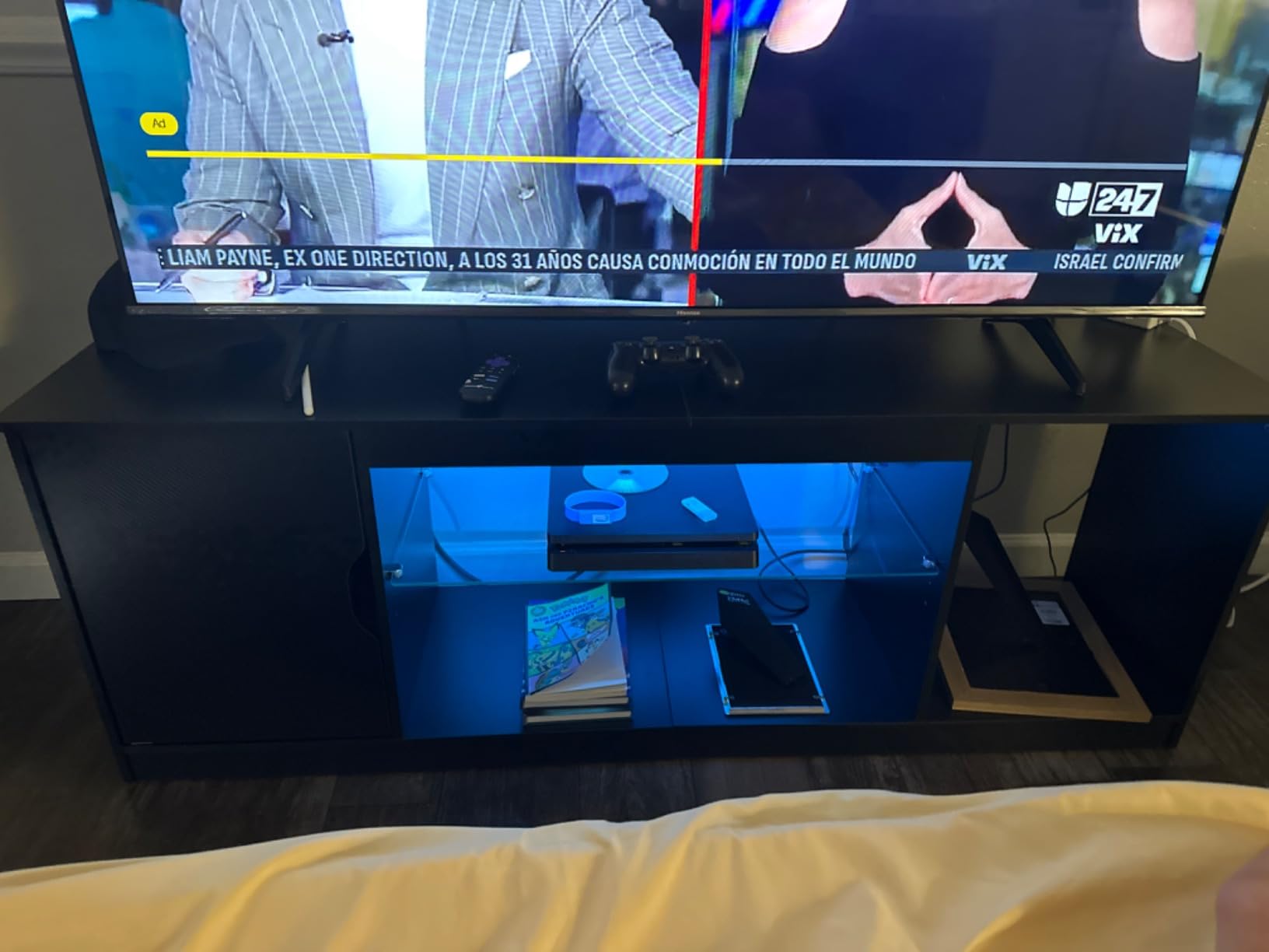 Bestier 57 Inch LED TV Stand for 55-65 Inch TVs, Gaming Center, Black customer photo 2