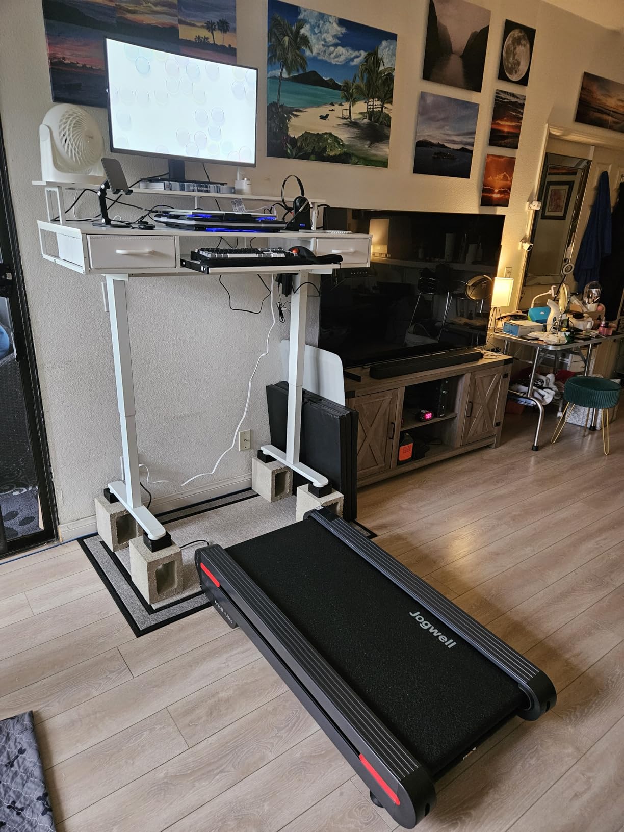 AODK 55 Inch Standing Desk with Drawers & Keyboard Tray, Rustic Brown customer photo 1