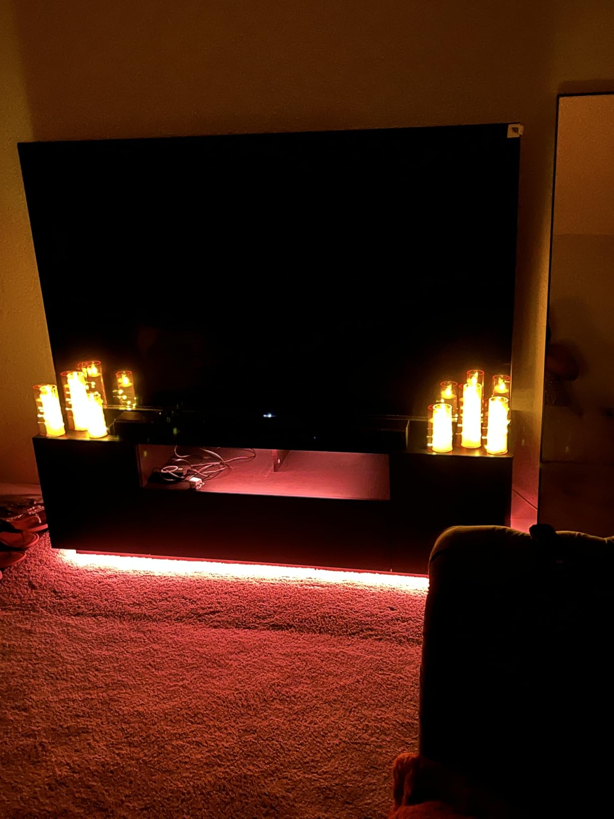 WLIVE LED TV Stand for 55/60/65 Inch TVs, Modern Entertainment Center with Storage Cabinets and Drawer, Gaming Media TV Console with RGB Lights for Living Room, Black customer photo 2