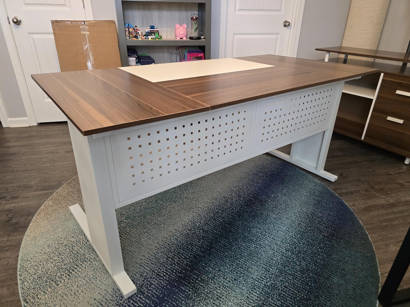 Tribesigns 63 Inch Executive Desk with File Cabinet, Large Office Desk L Shaped Computer Desk with Drawers and Storage Shelves, Business Furniture Desk Workstation for Home Office, Brown and Black customer photo 2