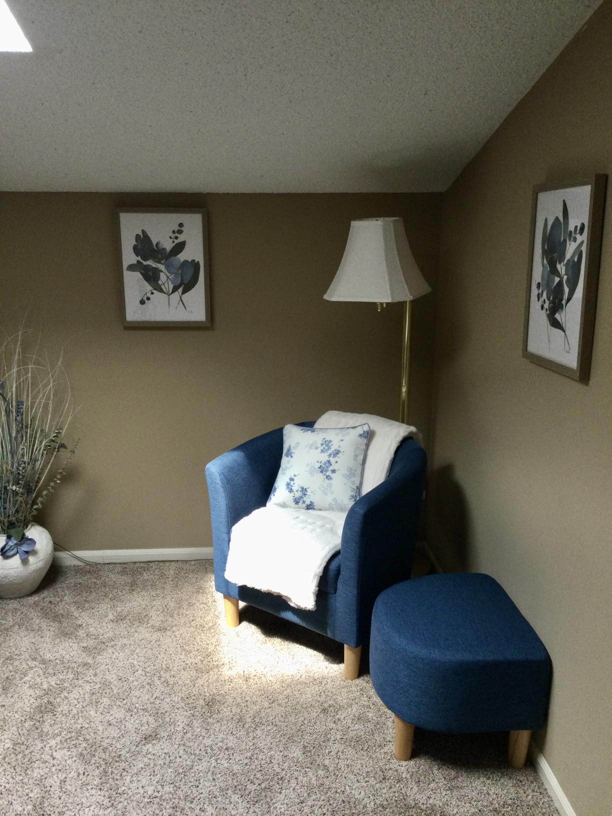 DAZONE Sherpa Accent Chair with Ottoman White Fluffy Teddy Barrel Armchair customer photo 2