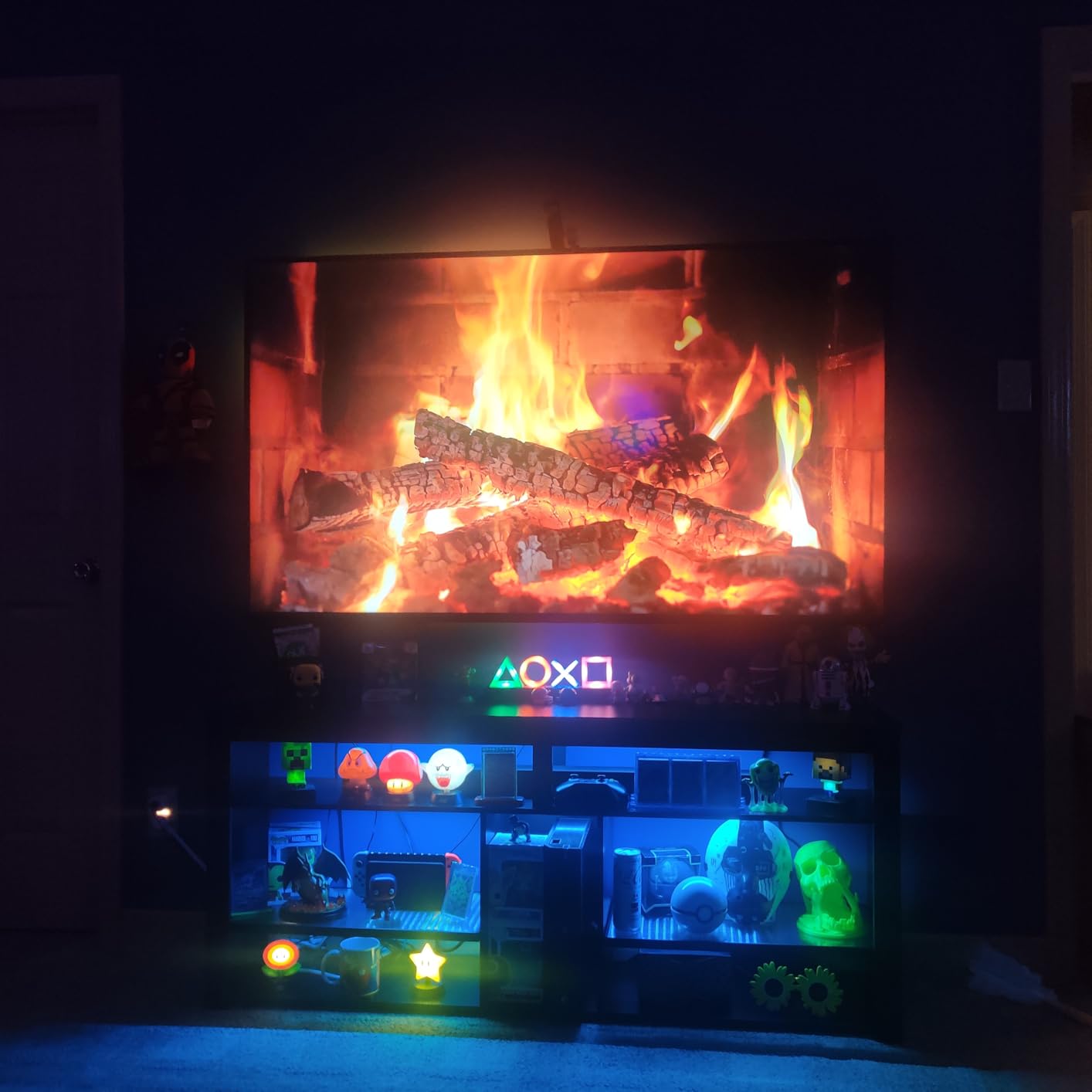 Bestier Gaming LED TV Stand with Storage, 55 Inch, Carbon Fiber Black customer photo 2
