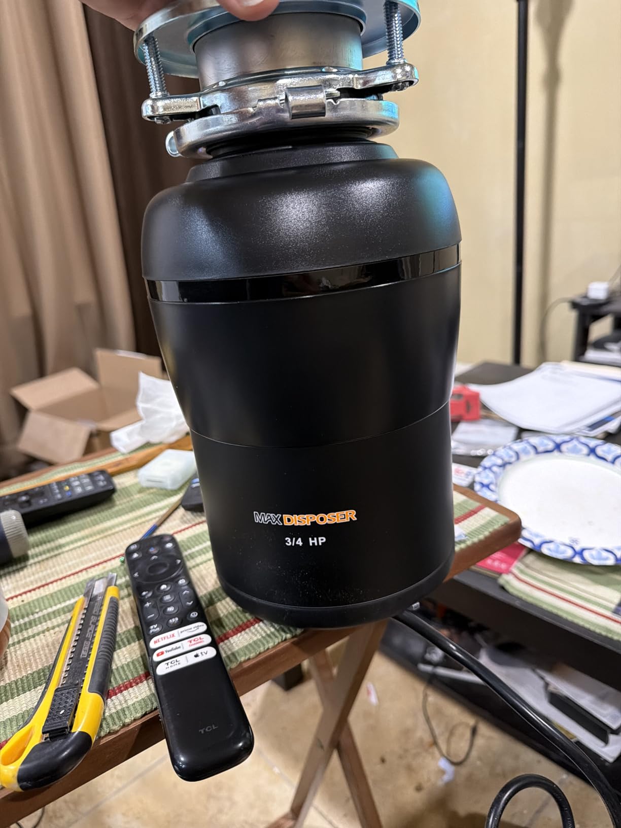 Garbage Disposal 3/4 HP for Kitchen sink Quiet with Stopper Power Cord, Easy install, Continuous Feed Food Waste Disposer Stainless Steel Grind 0.75 Horsepower AC Motor Unit (MAX-4) customer photo 1
