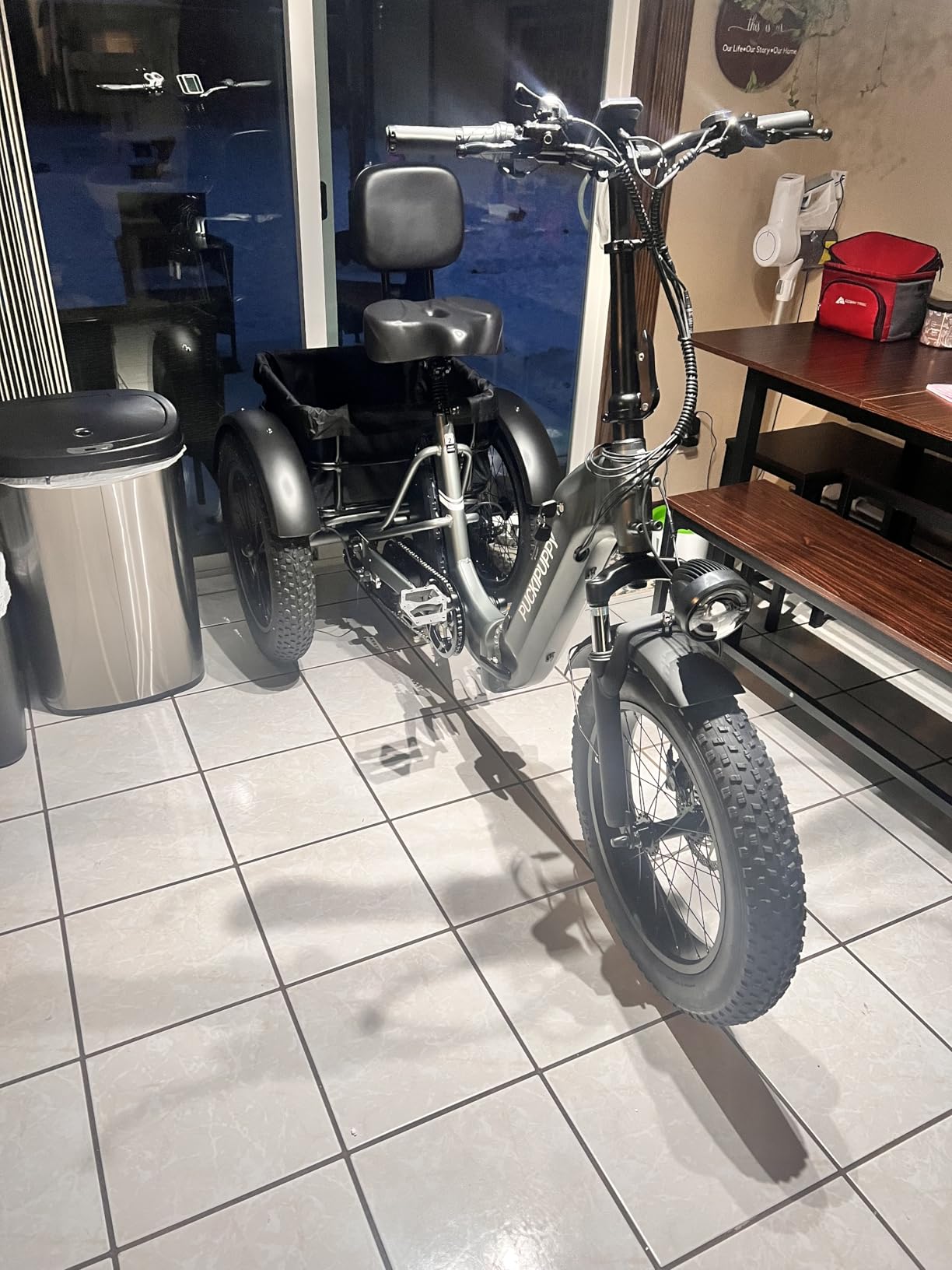 PUCKIPUPPY Dual Battery Electric Tricycle with 110-Mile High Range, 960W Peak Motor Pickup Class Trike, 500lb Load Capacity, 20'' Fat Tires and Large Basket for City and Mountain Trails, Husky Plus customer photo 2