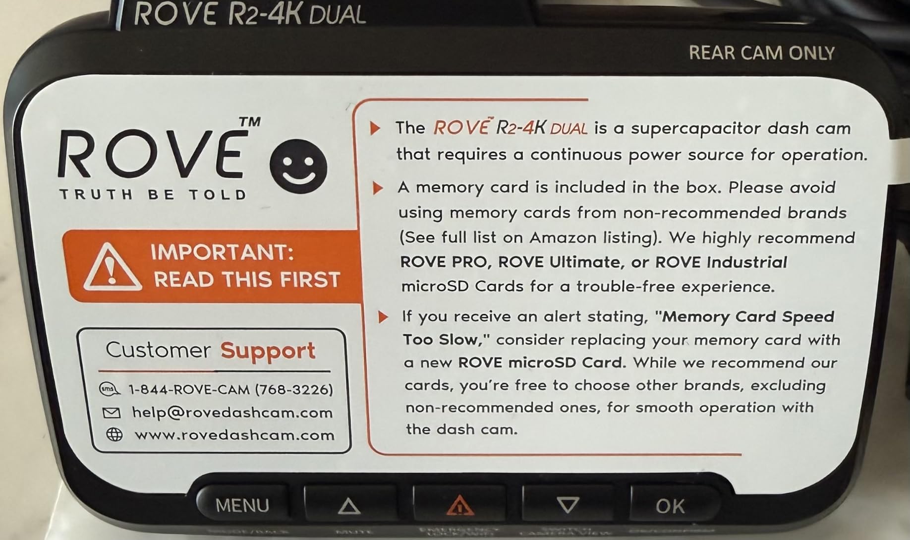 ROVE R2-4K Dual Dash Cam Front and Rear, STARVIS 2 Sensor, Free 128GB Card customer photo 2