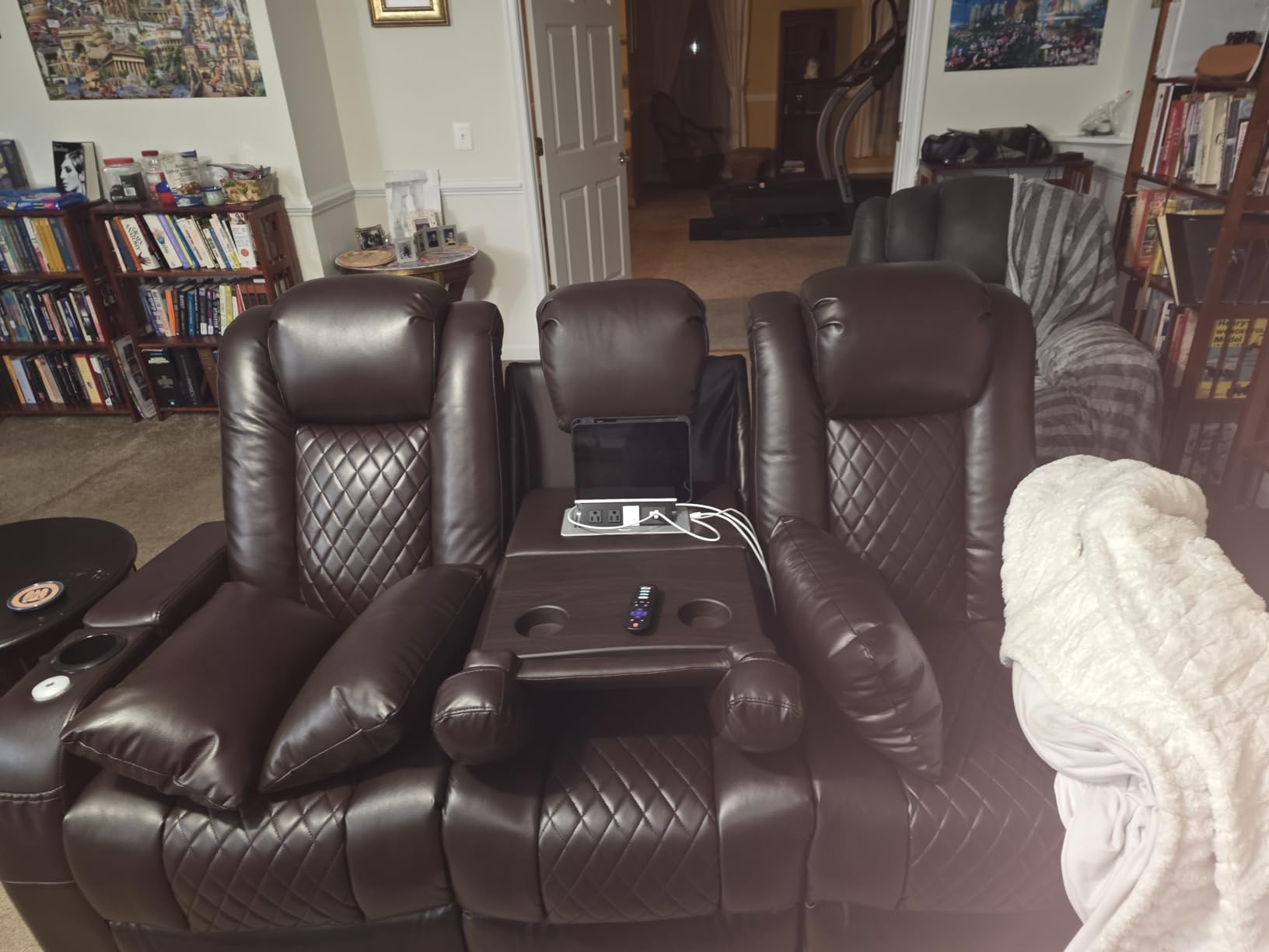 Airadlis Dual Power Home Theater Seating with 7-Color LED, Black, Row of 3 customer photo 1