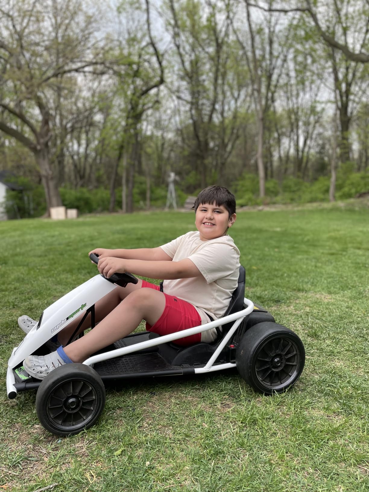 Aosom 24V Electric Go Kart Kids Drift Kart Dual Motors for Ages 8-12 Blue customer photo 1