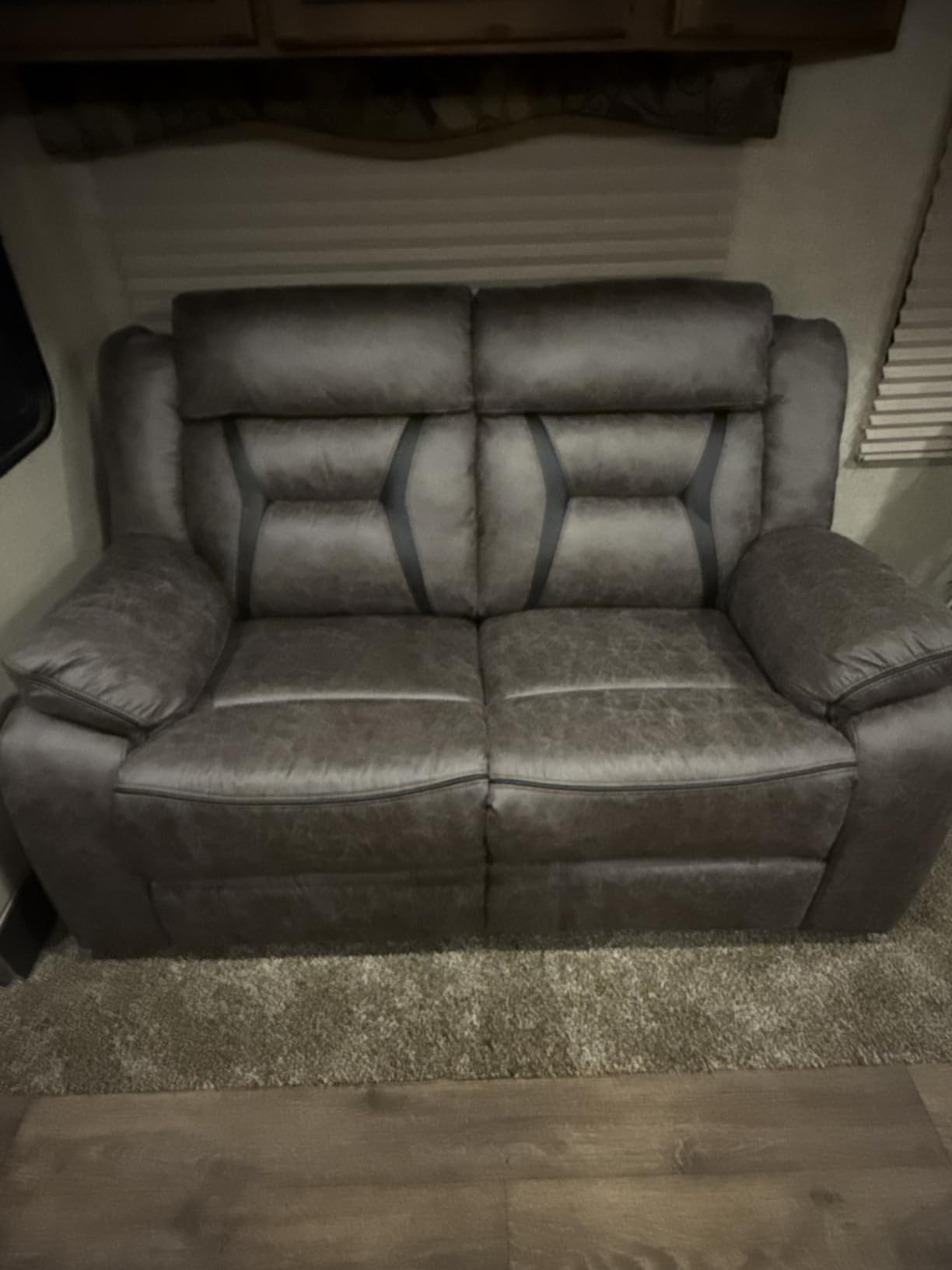 EBELLO Faux Leather Manual Loveseat Recliner, 2 Seat Reclining Sofa Chair with Center Console, Hidden Storage and Cup Holders, Daul Recliner for Living Room, Meeting Room, Brown (Loveseat) customer photo 1